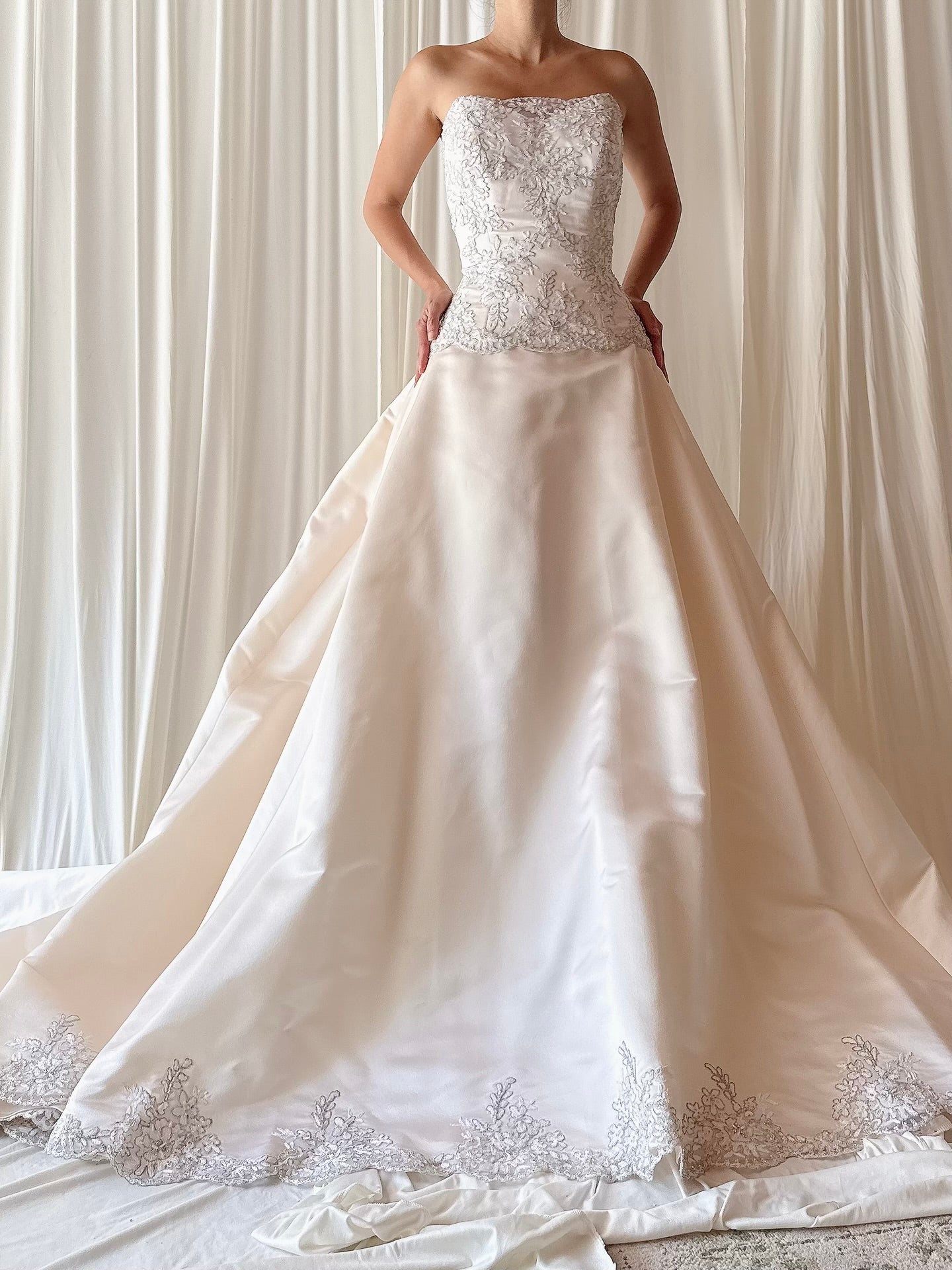 Vintage Silk and Lace Strapless Dress - M/6