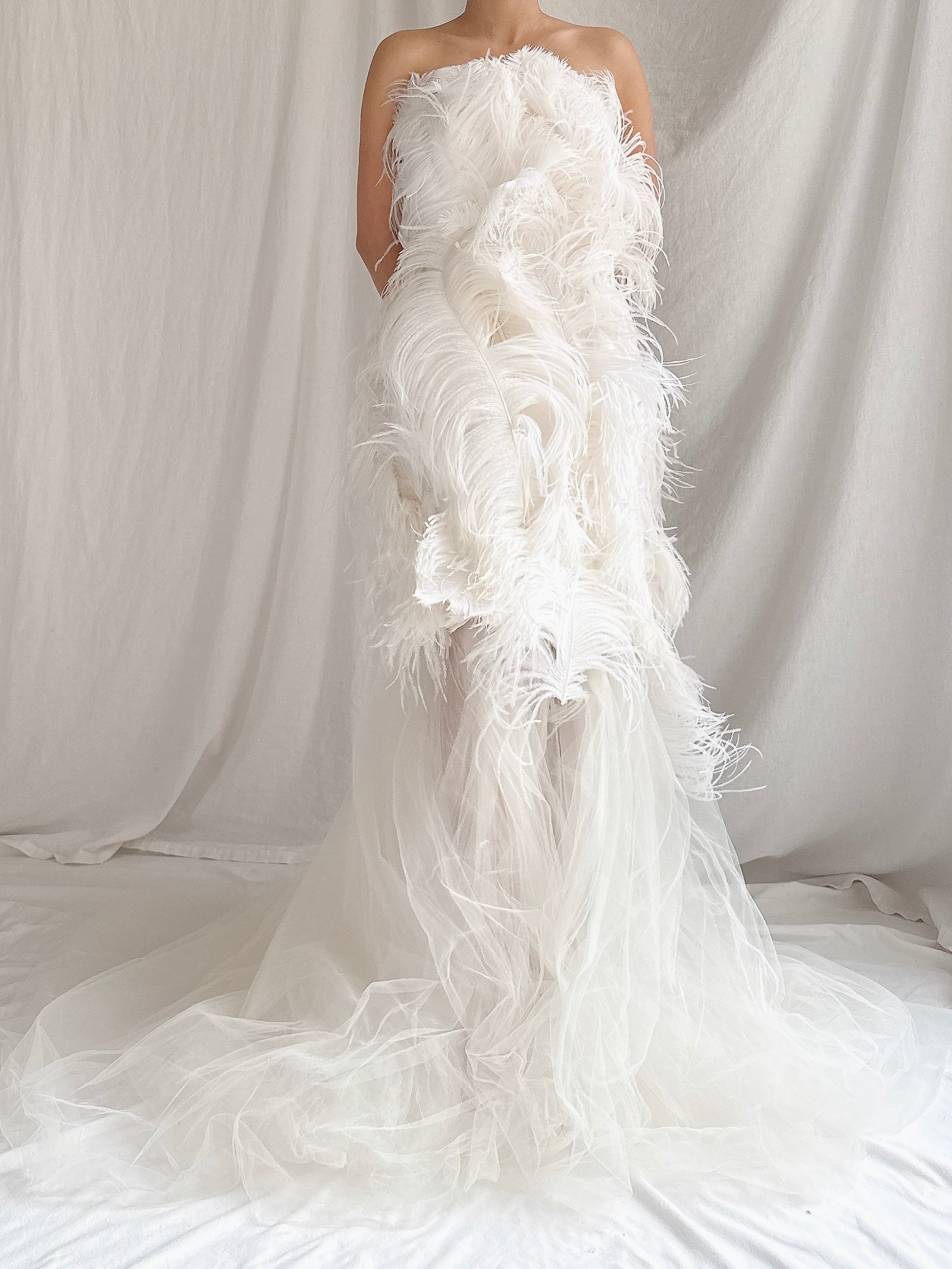 RESERVED Vintage 2-Piece Liancarlo Couture Feather Gown - S/6