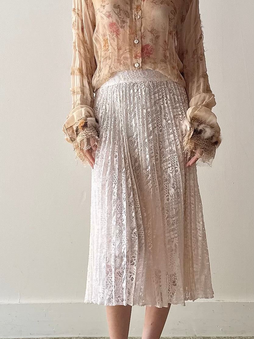 Vintage Tricot Chic Silk Floral Top - L
