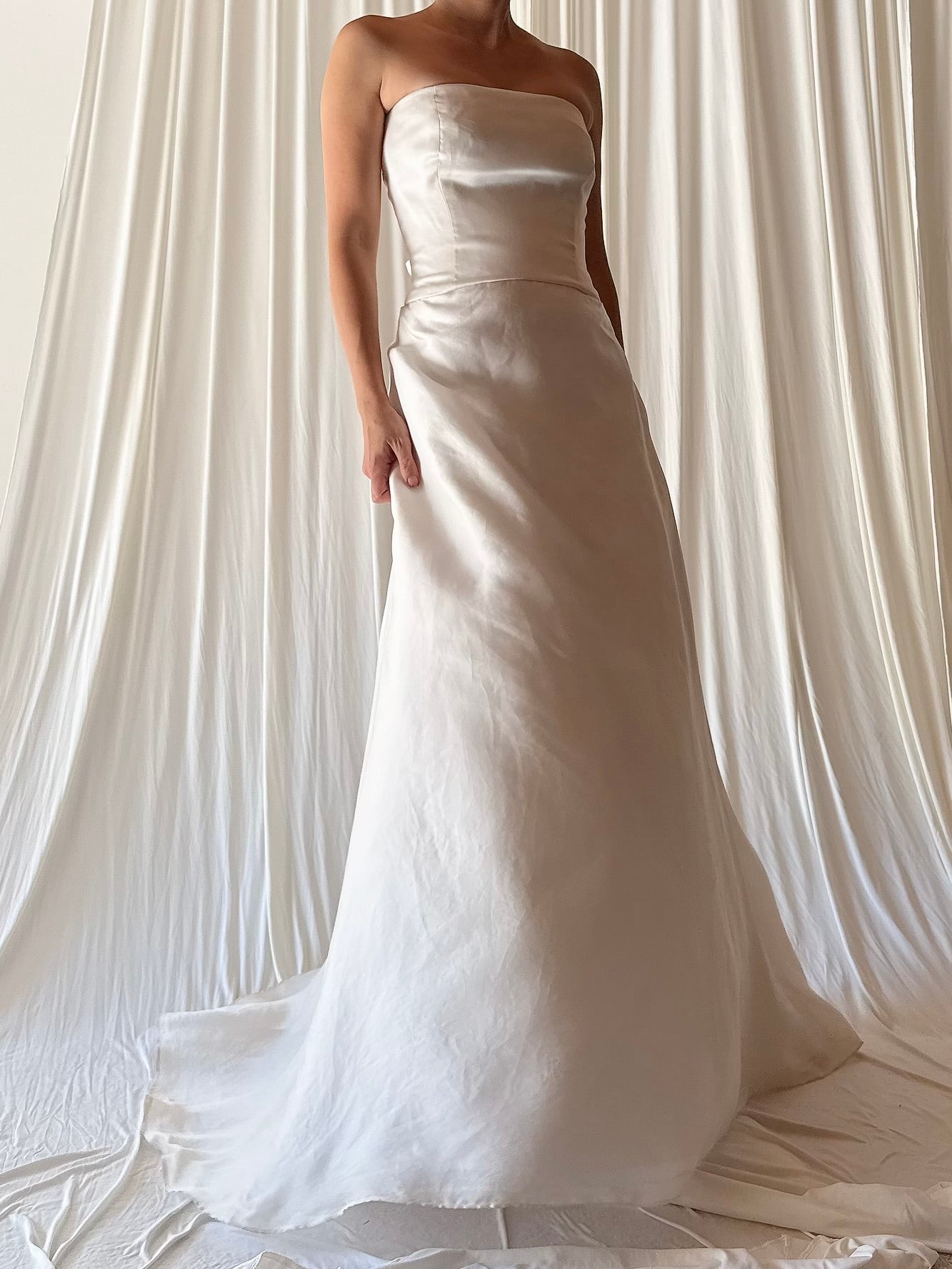 1990s Silk Organza Strapless Gown - US 4