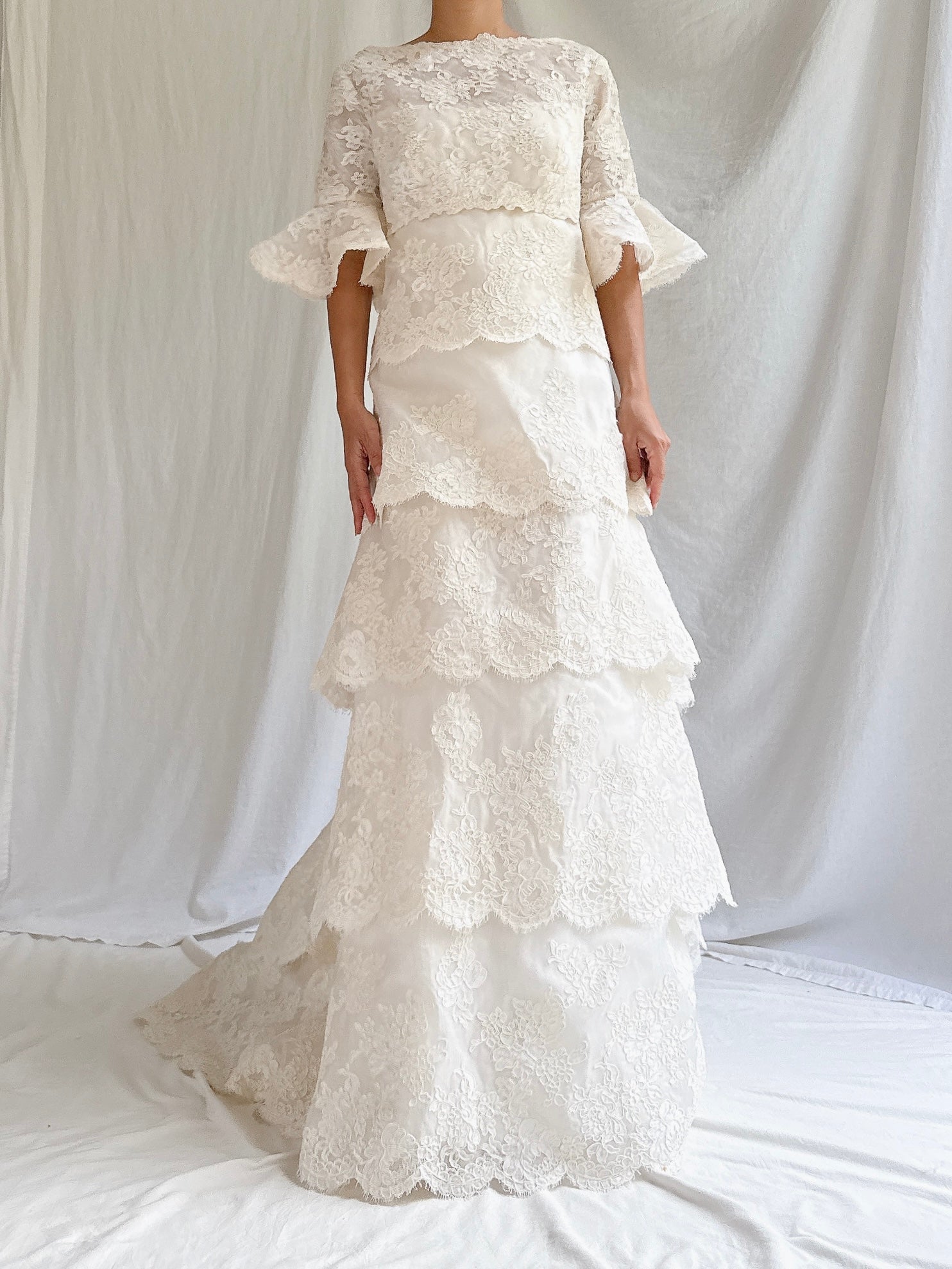 1960s Silk Organza & Lace Gown - M