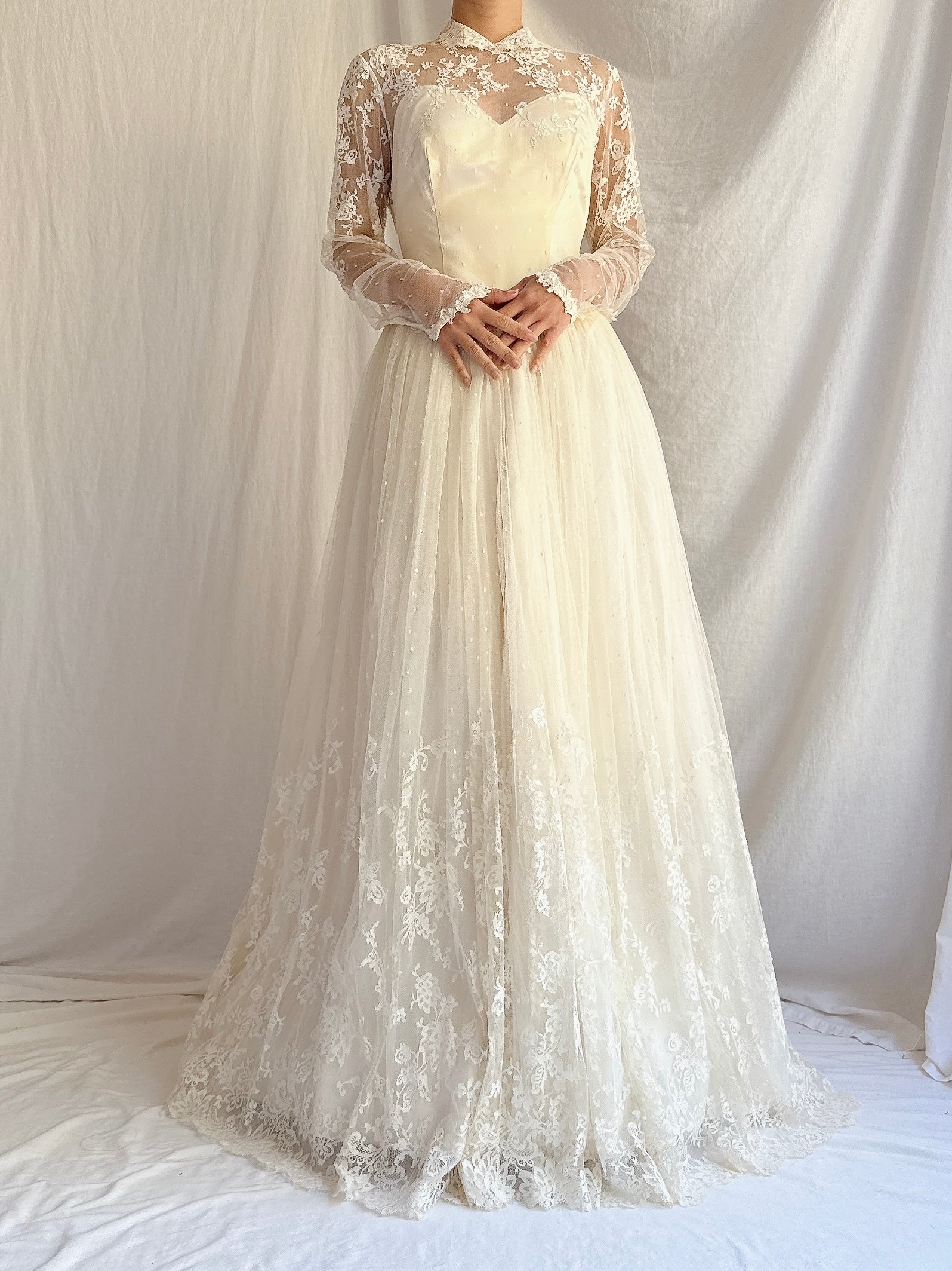 Vintage Silk Lace Gown - Size XS/S