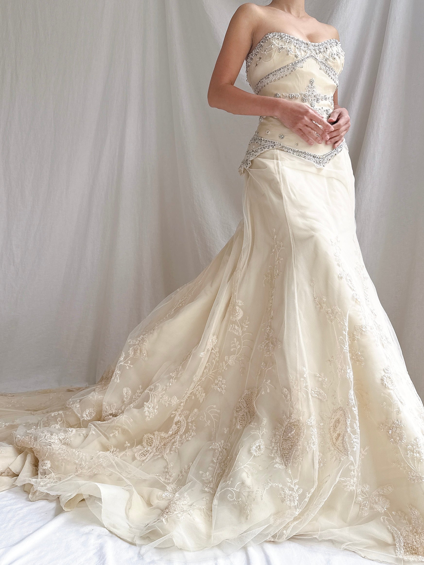 Vintage Badgley Mishka Couture Silk Embroidered Gown - M/6