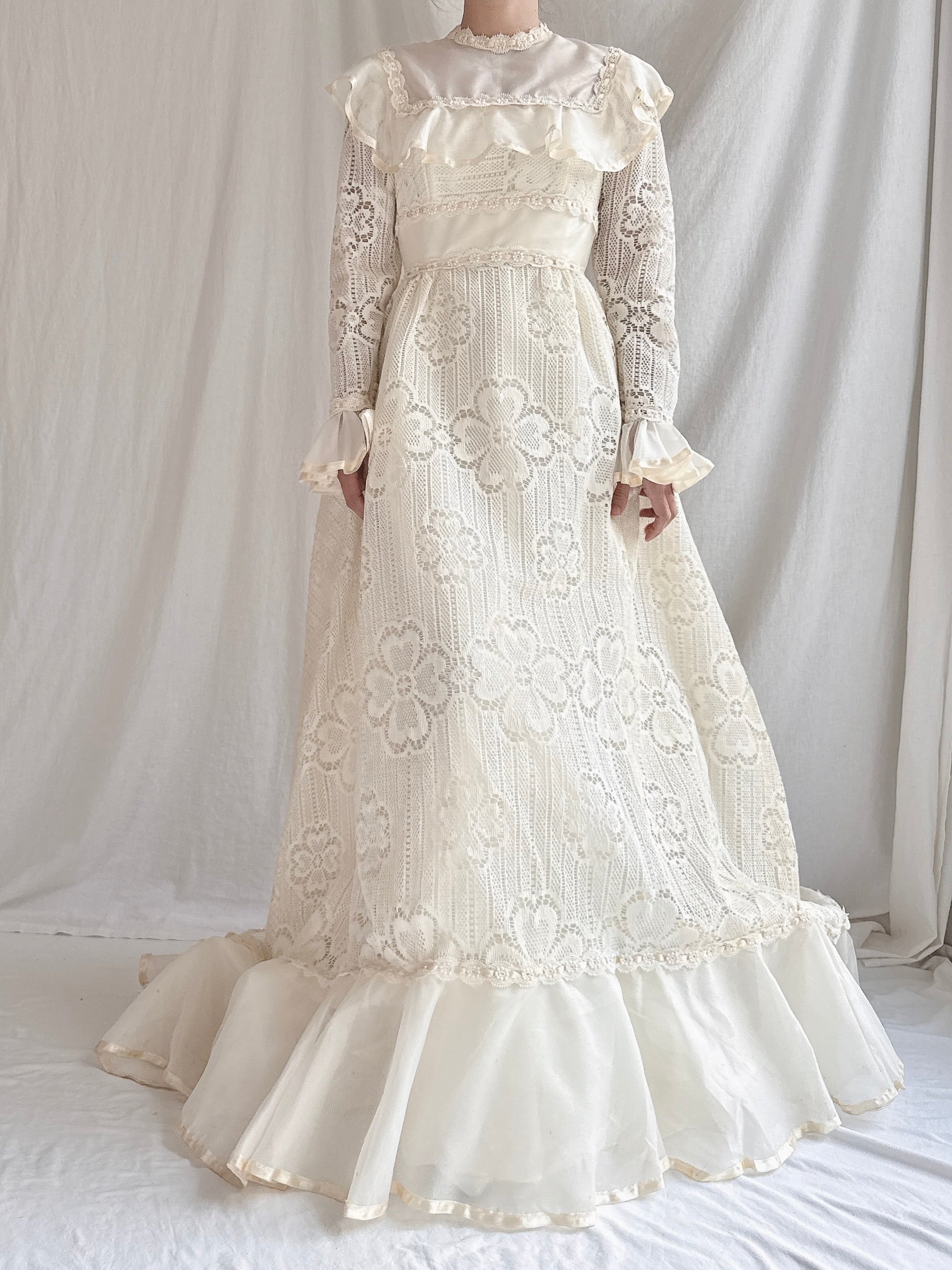 Vintage Crochet Lace Gown - S