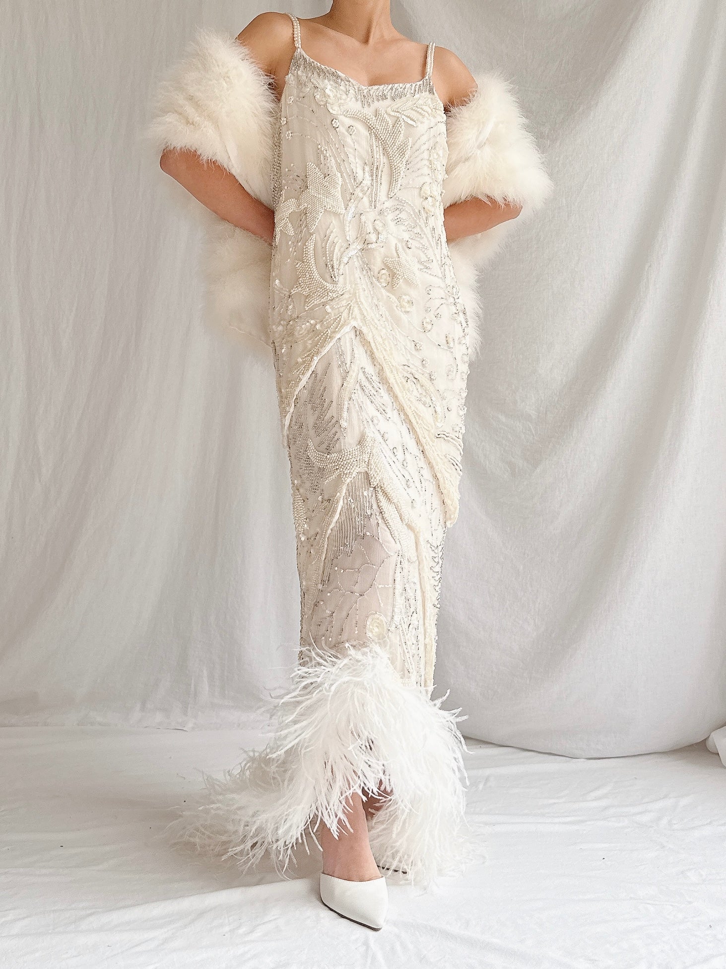 Vintage Sleeveless Feather Jacket - OSFM