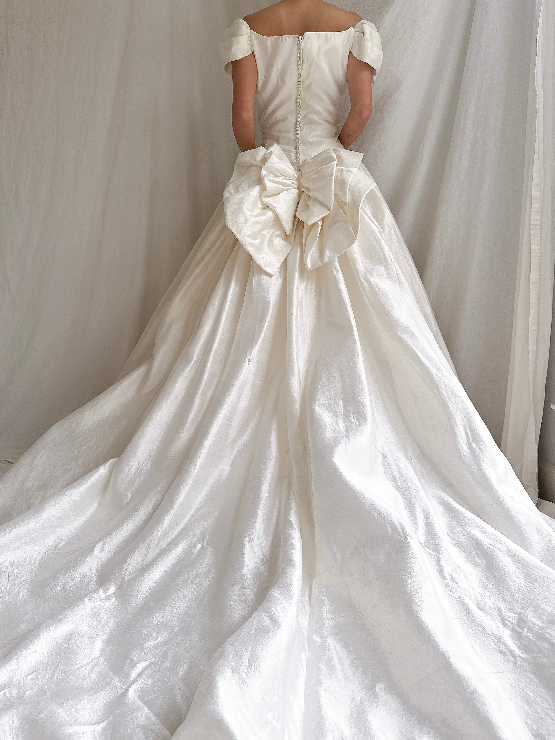 Vintage Silk Basque Waist Gown - S