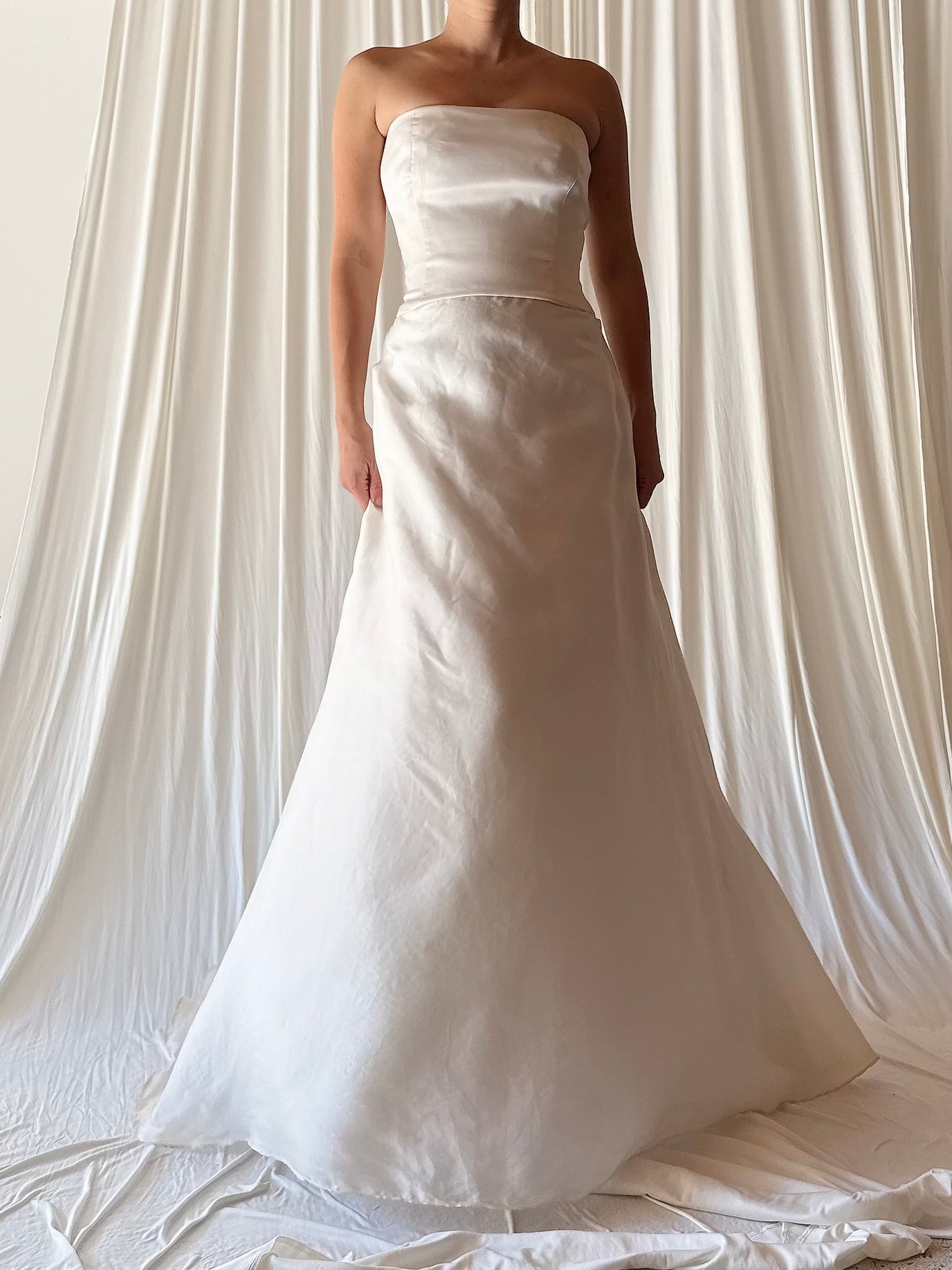 1990s Silk Organza Strapless Gown - US 4
