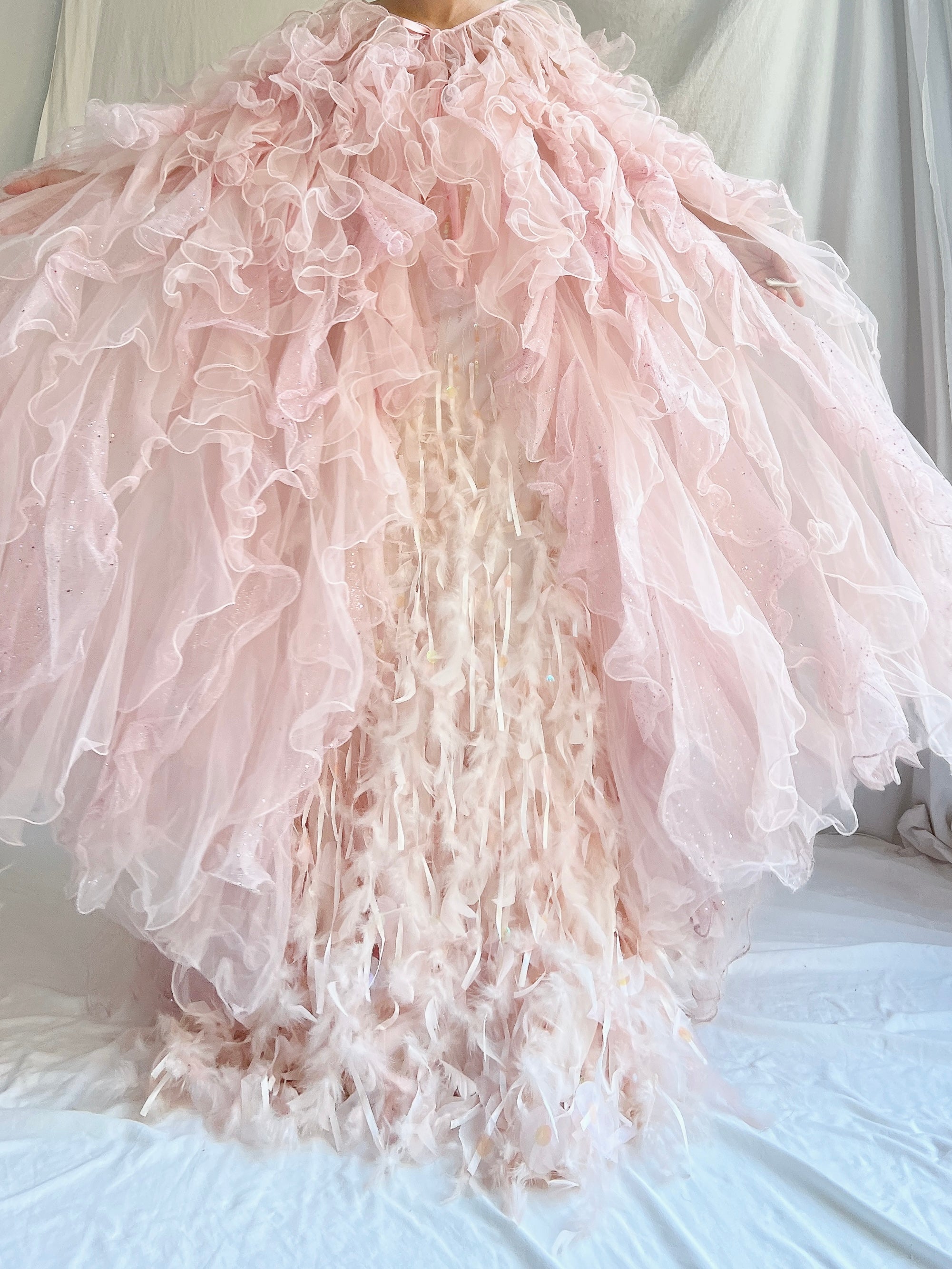 Vintage Tulle Ruffle Cape/Skirt - OSFM