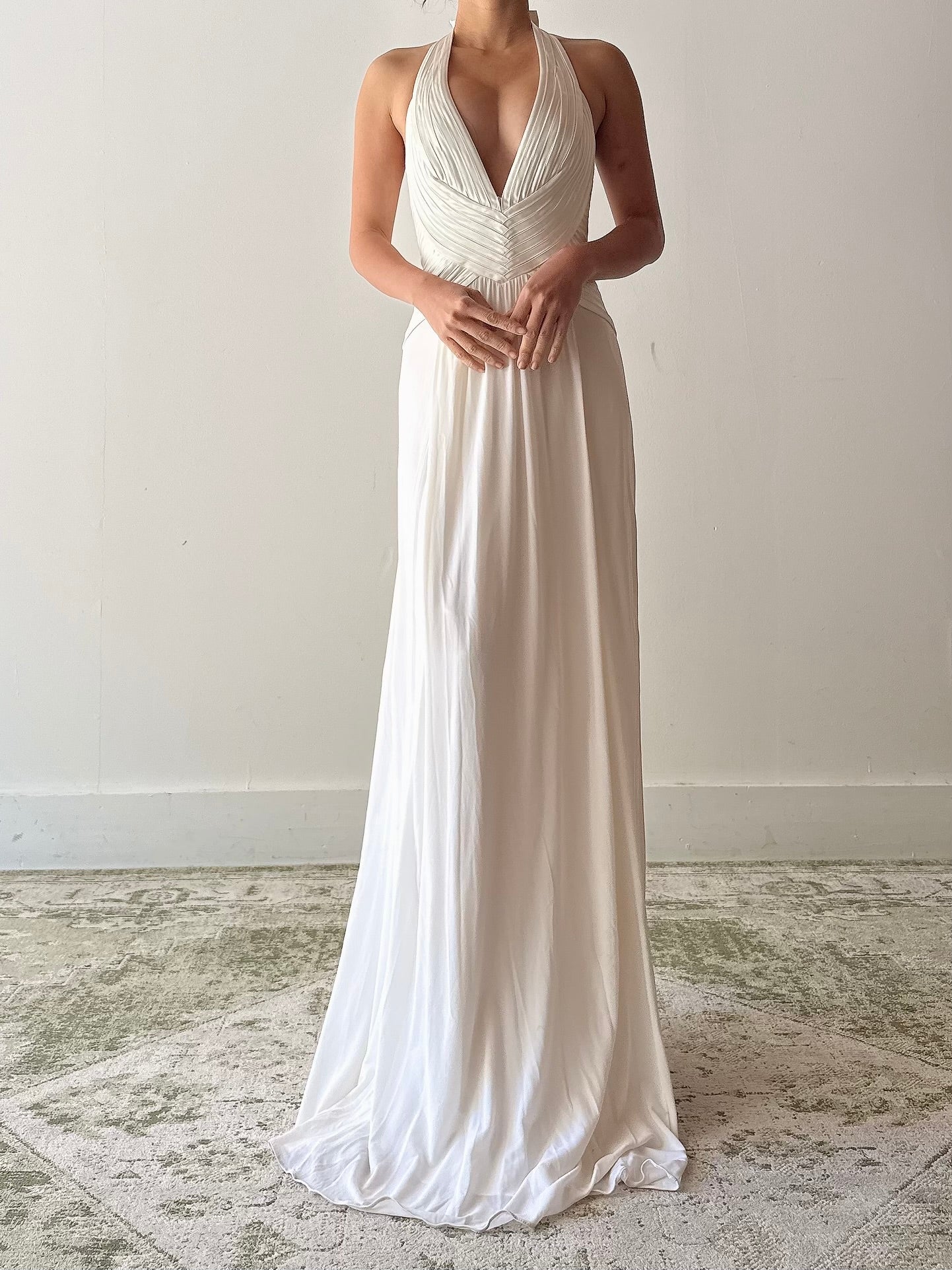 Vintage White Jersey Dress - S/M