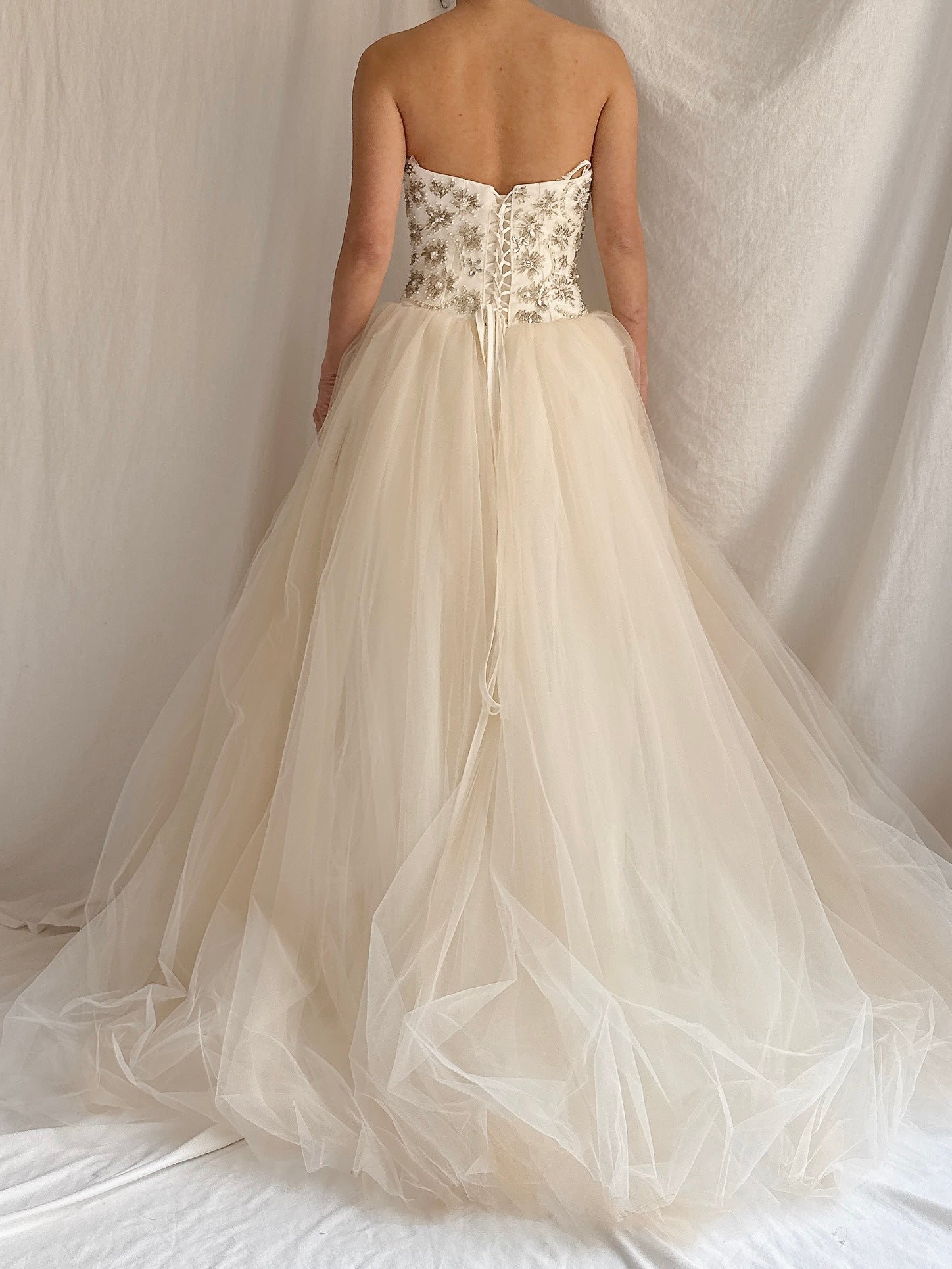 Vintage Strapless Tulle Gown - S