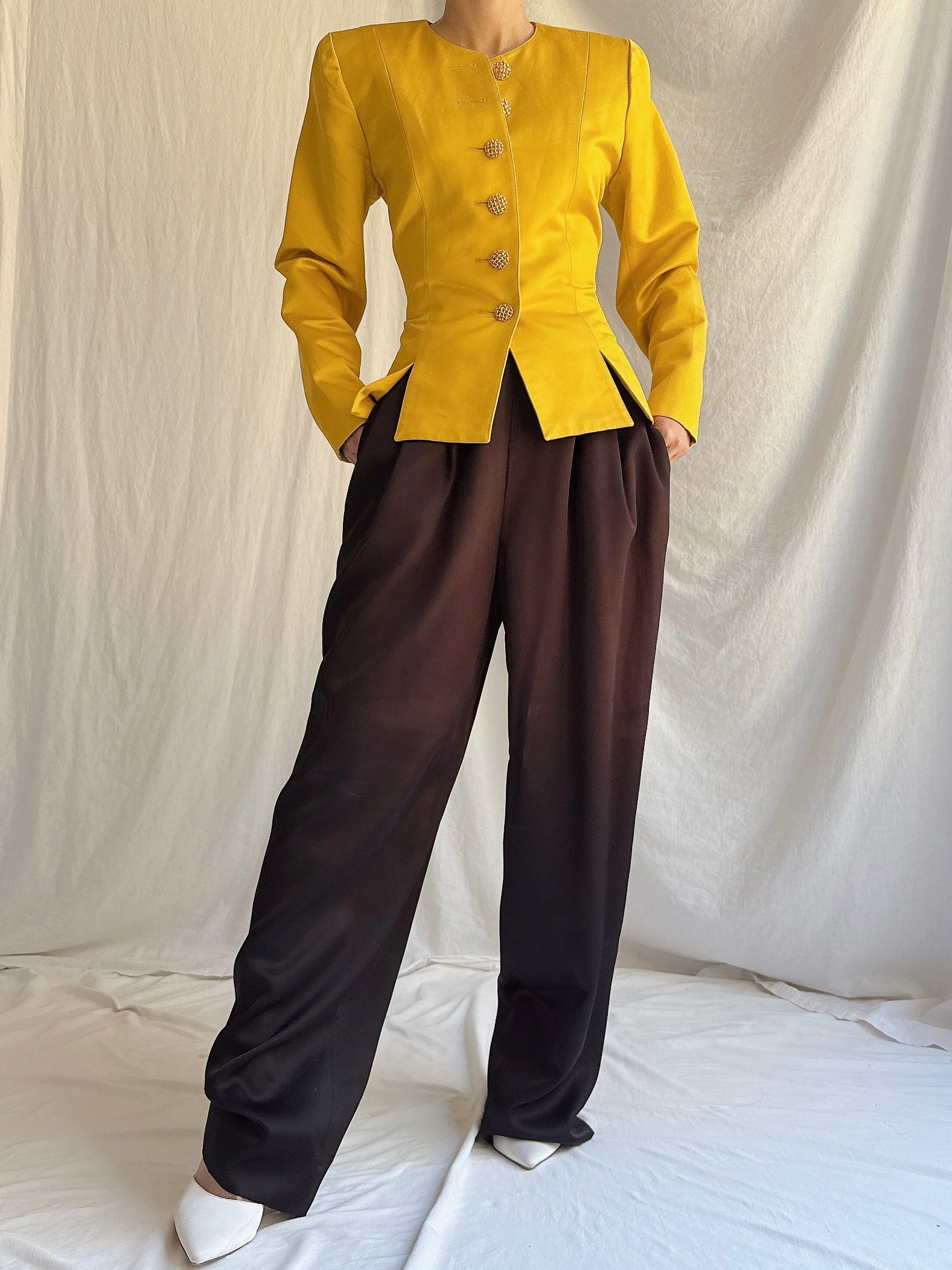 Vintage YSL Marigold Silk Blazer - S/M