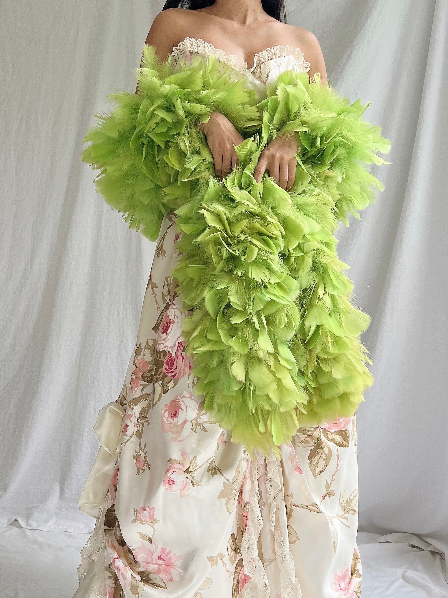 Vintage Green Feather Boa - S