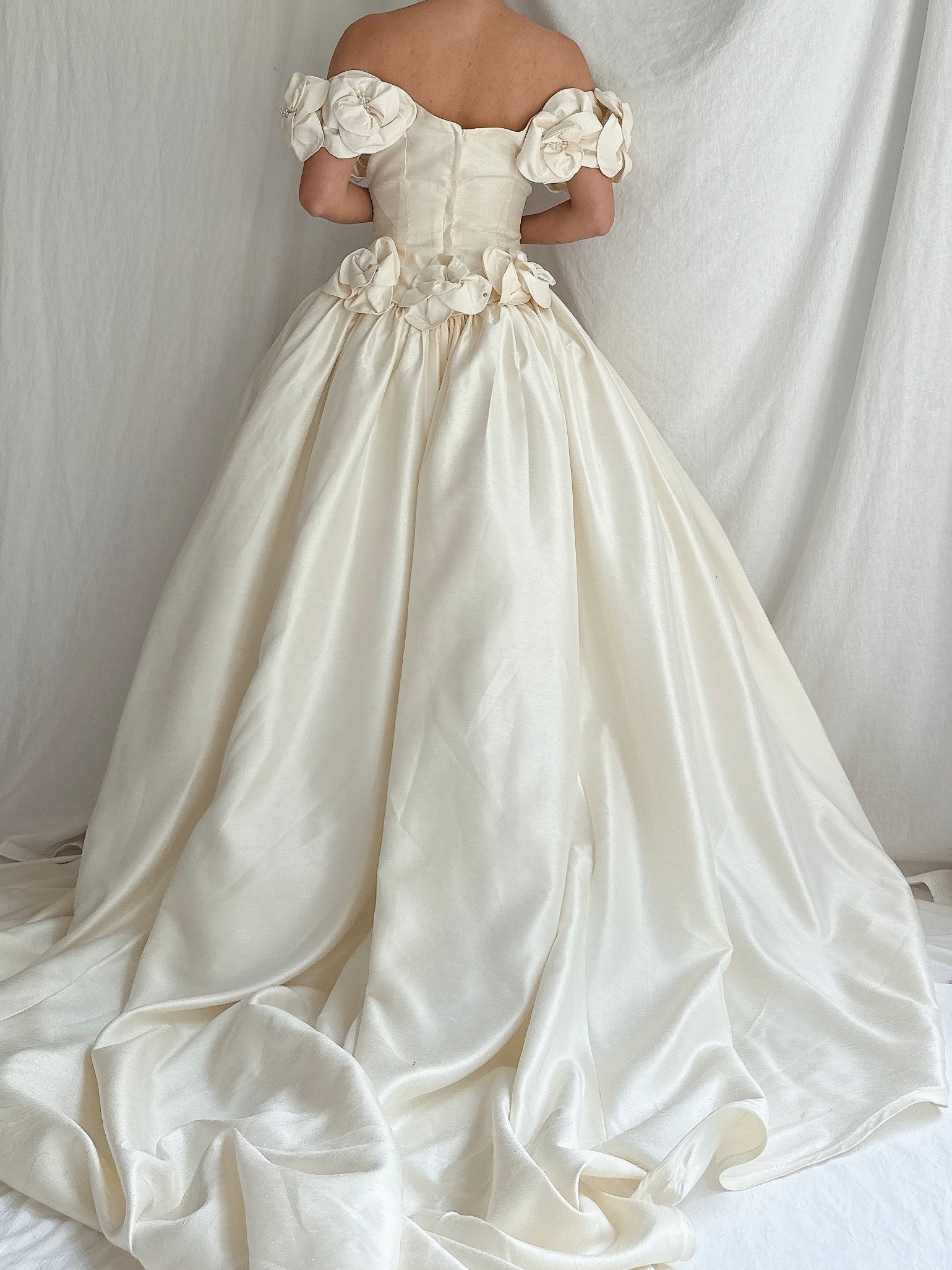 Vintage Raw Silk Basque Waist Gown - S