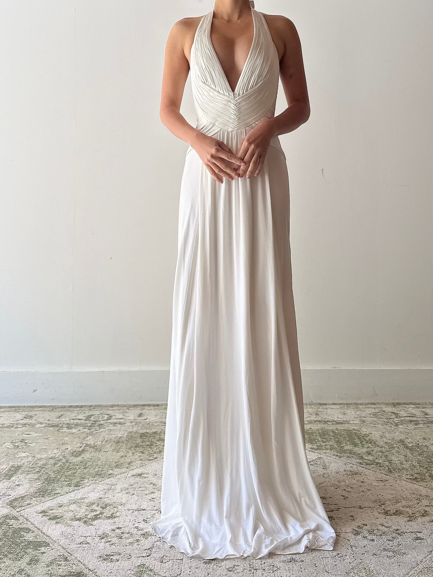 Vintage White Jersey Dress - S/M
