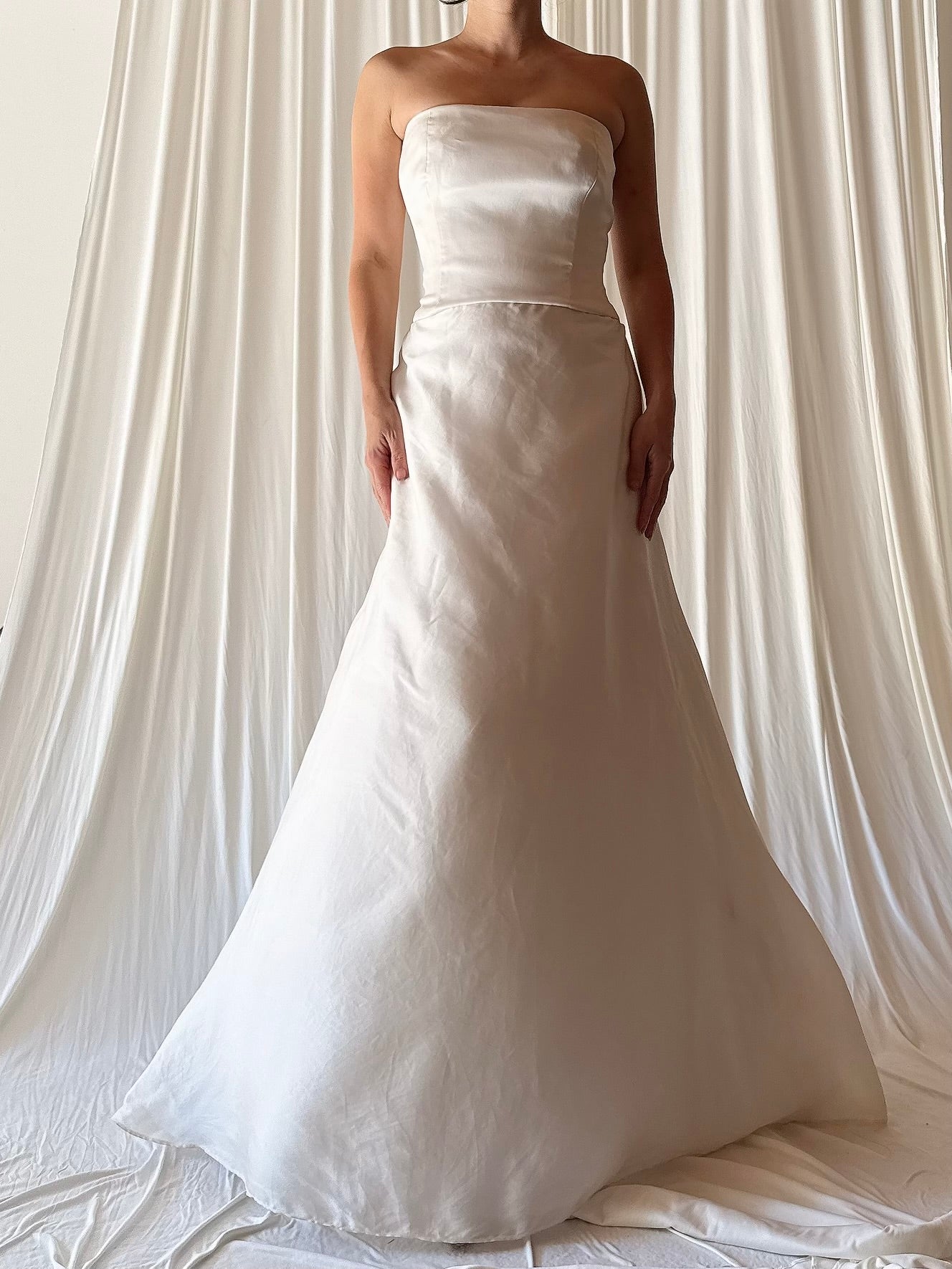 1990s Silk Organza Strapless Gown - US 4