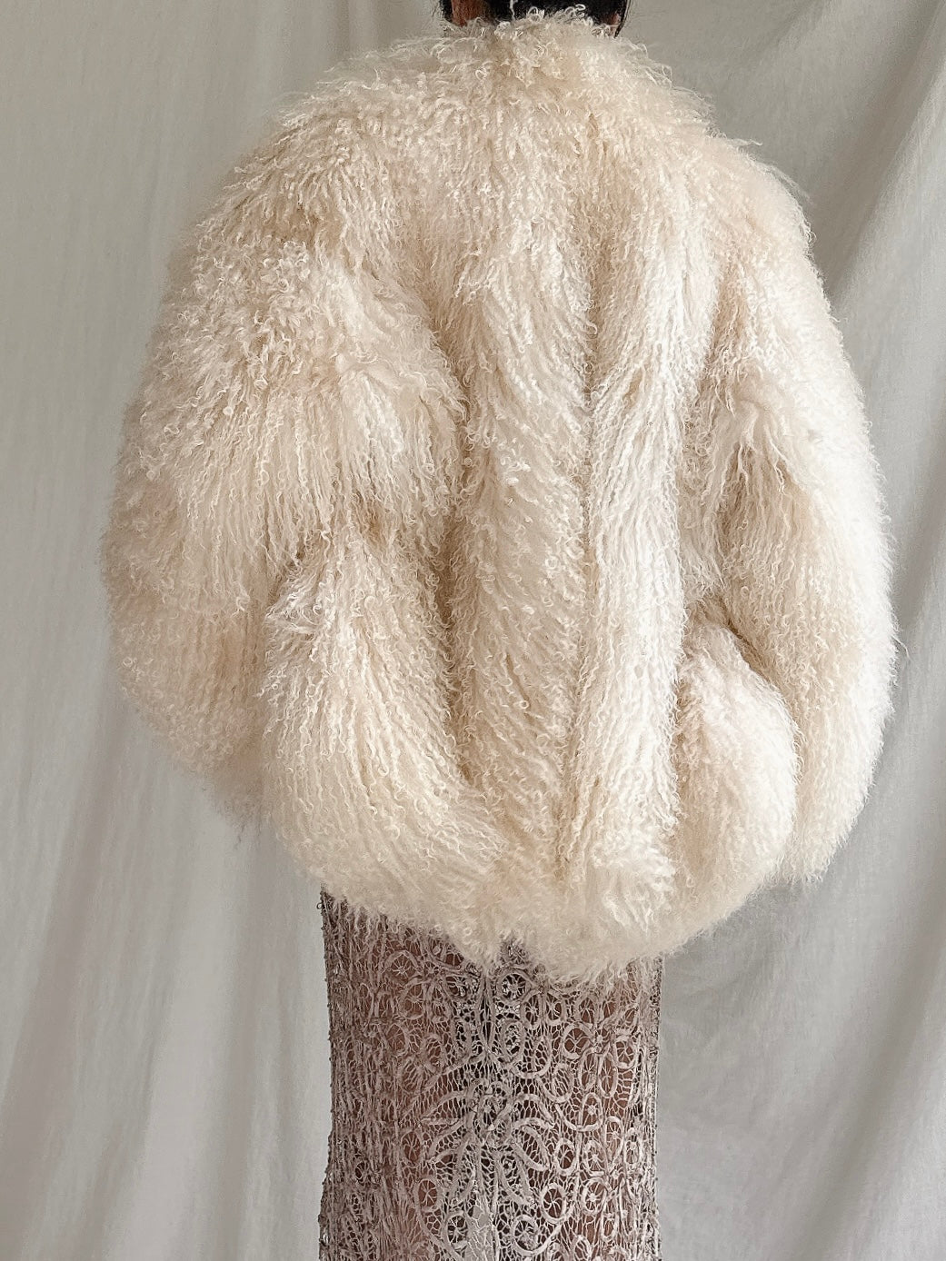1970s Ivory Sheared Mongolian Lamb Coat - M