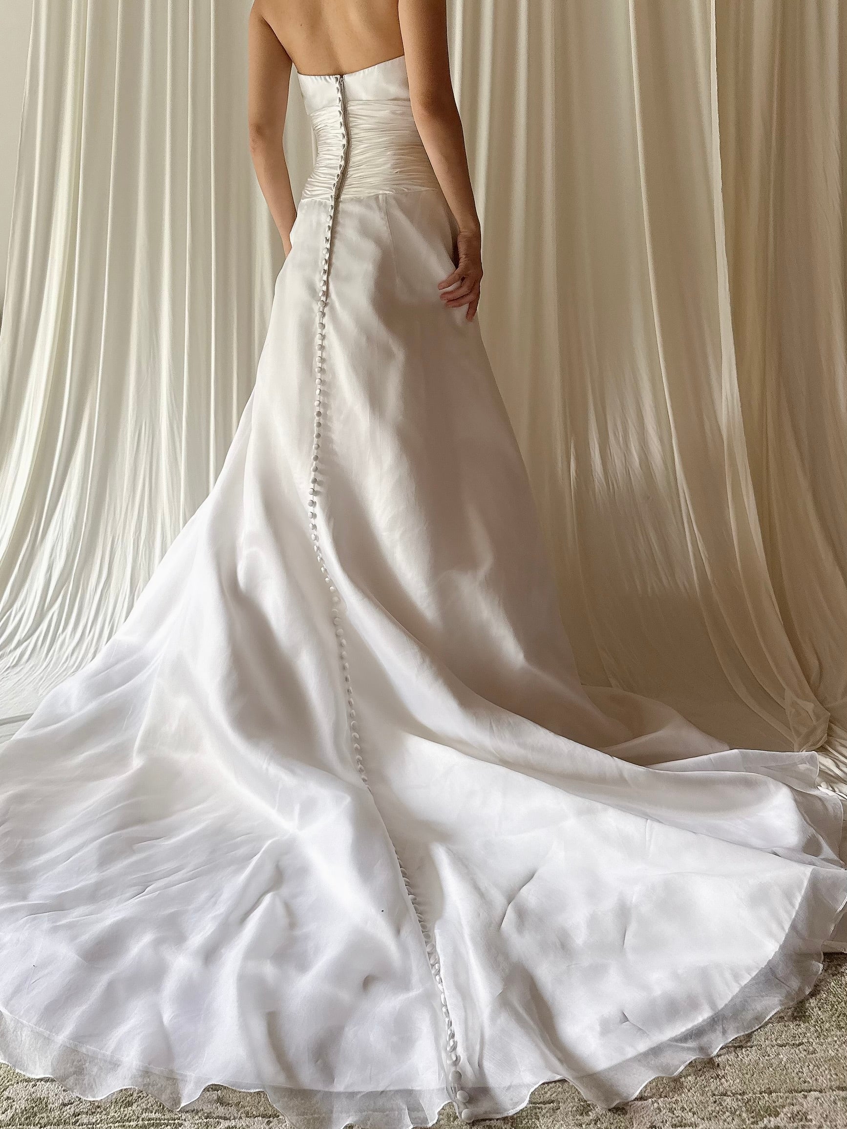 1990s Romona Keveza Silk Organza Gown - S