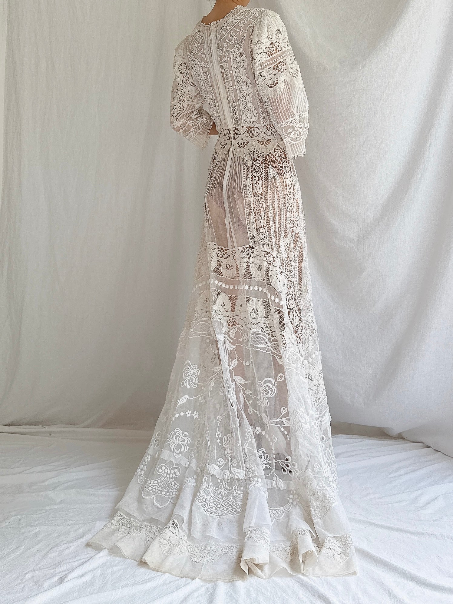 Antique Edwardian Lace Gown - S