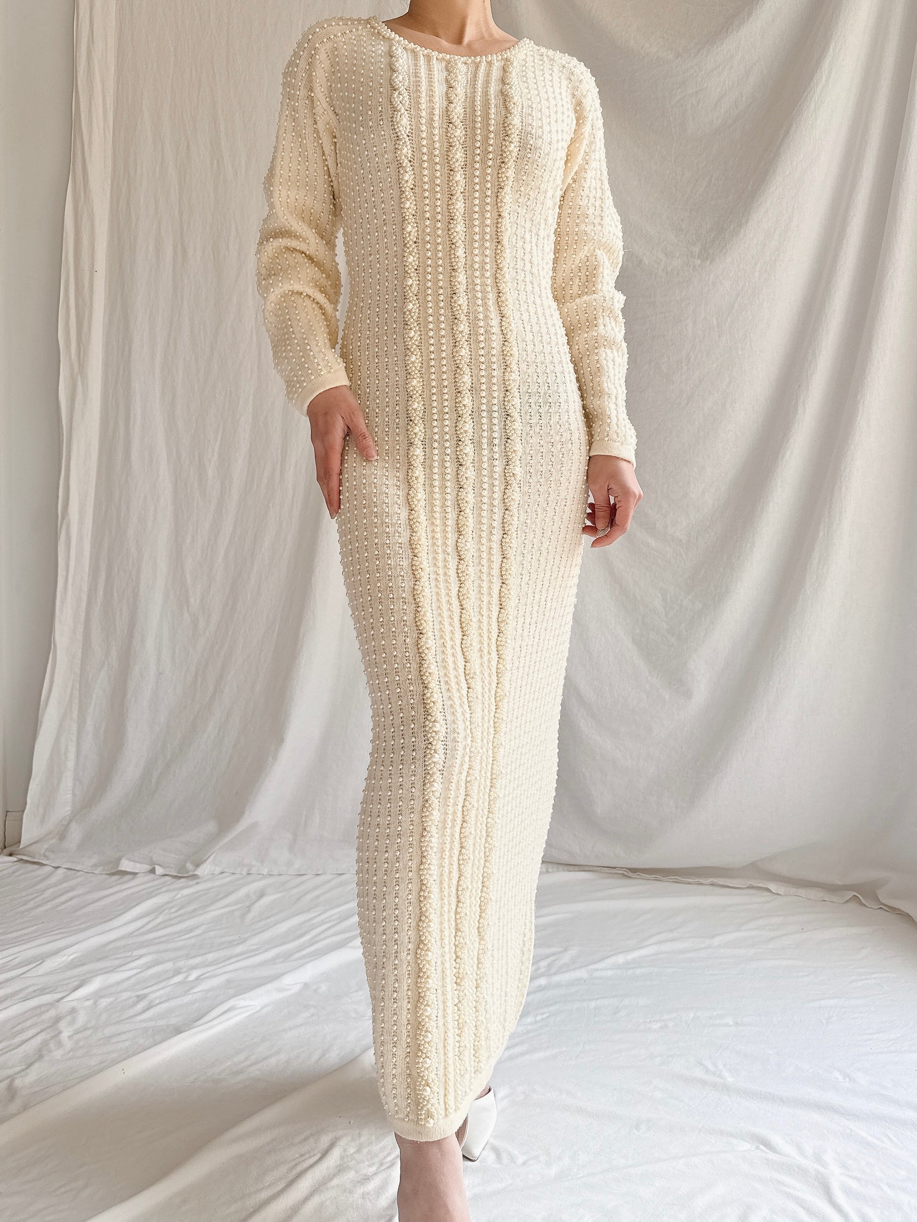 Vintage Nancy Johnson Pearl Knit Dress - S