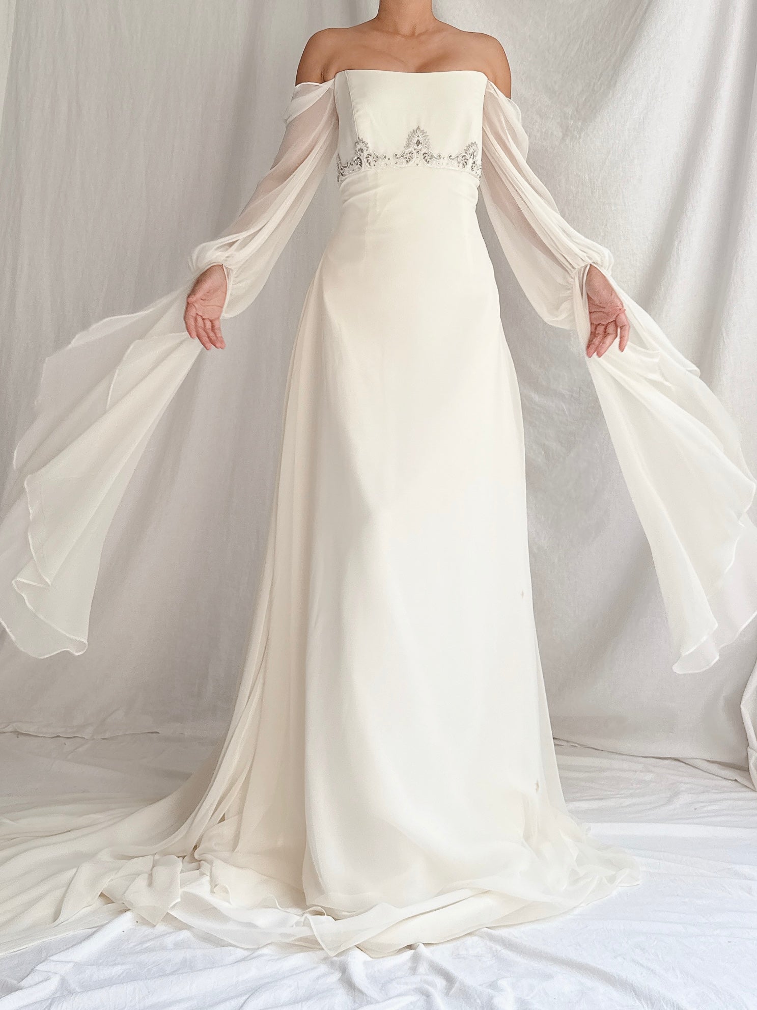 Vintage Jim Hjelm Chiffon Poet Sleeve Gown - S/M 4/6