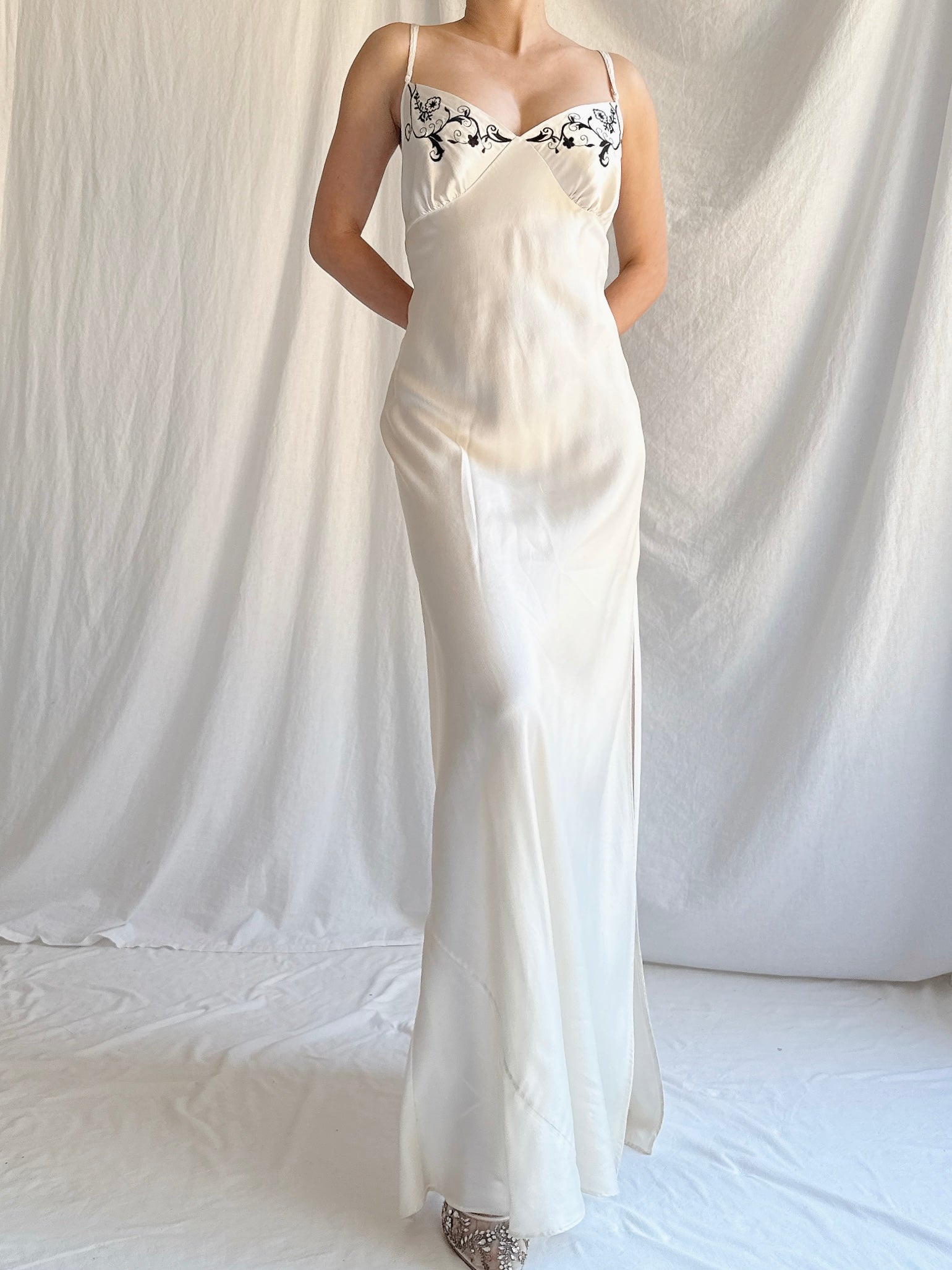Y2K Silk Bias Cut Slip Dress - M
