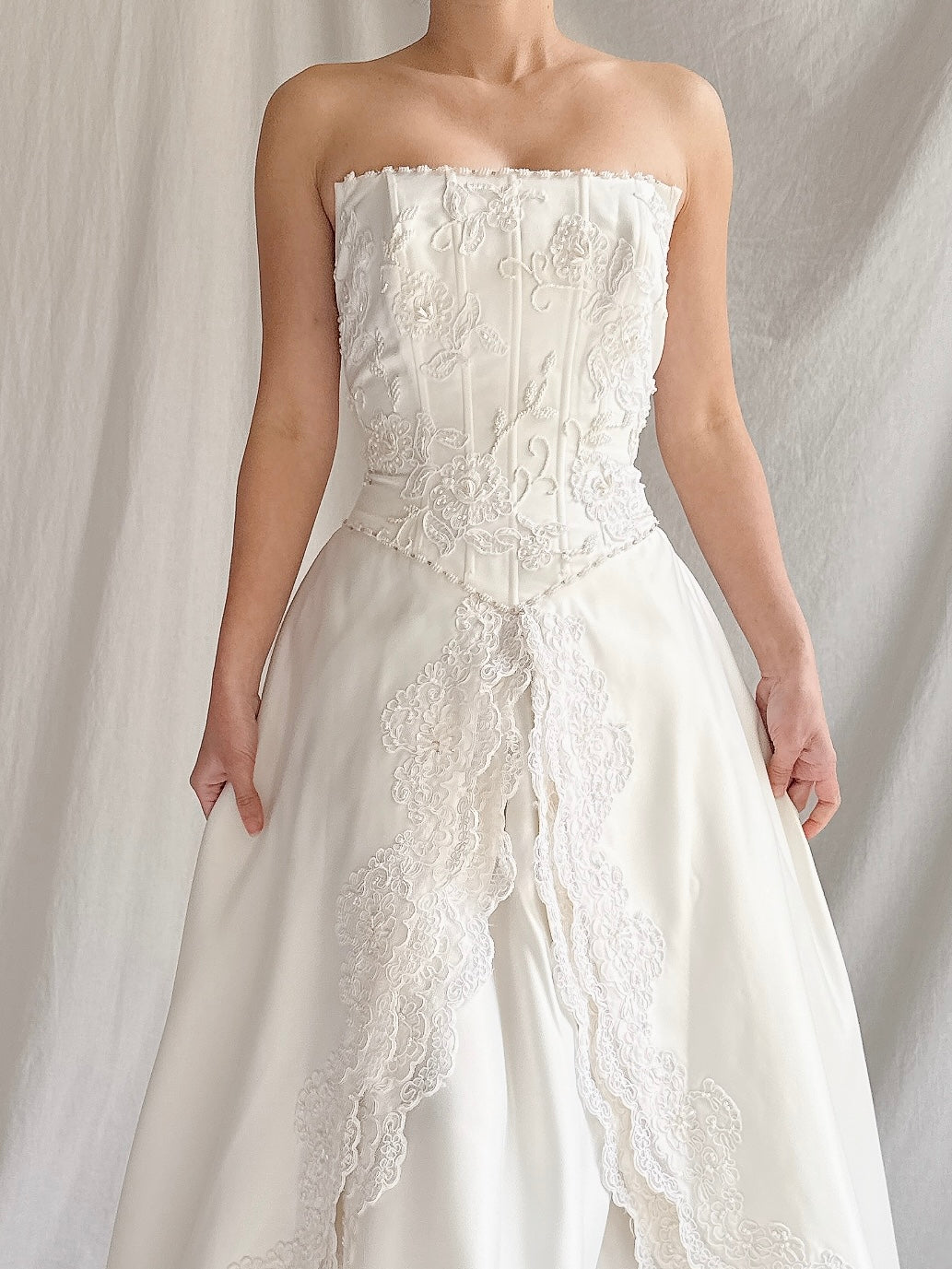 Vintage Embelished Basque Waist Gown - S