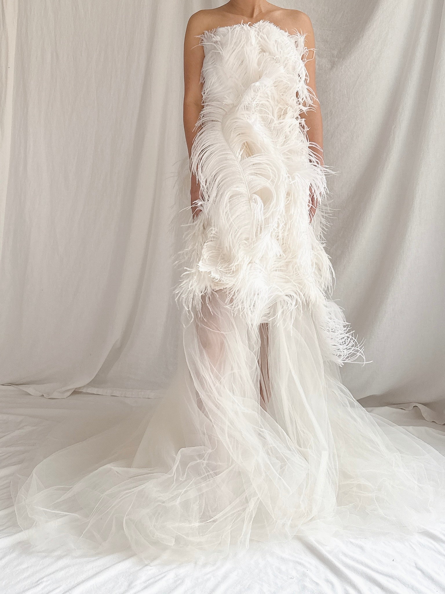 RESERVED Vintage 2-Piece Liancarlo Couture Feather Gown - S/6