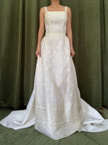 1950s Silk Organza Embroidered 2-Piece Set - XS