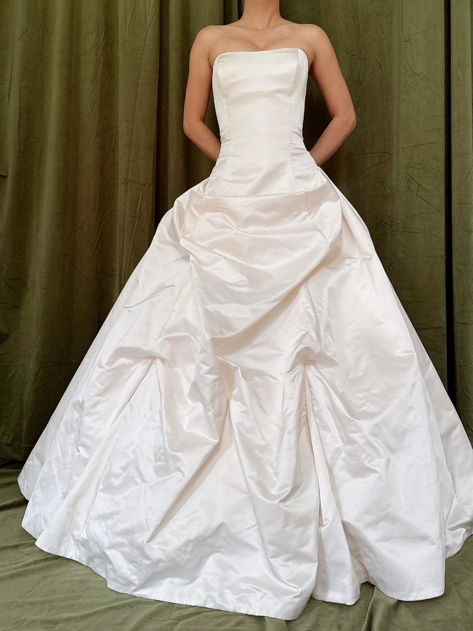Vintage Satin Silk Strapless Gown - M/8