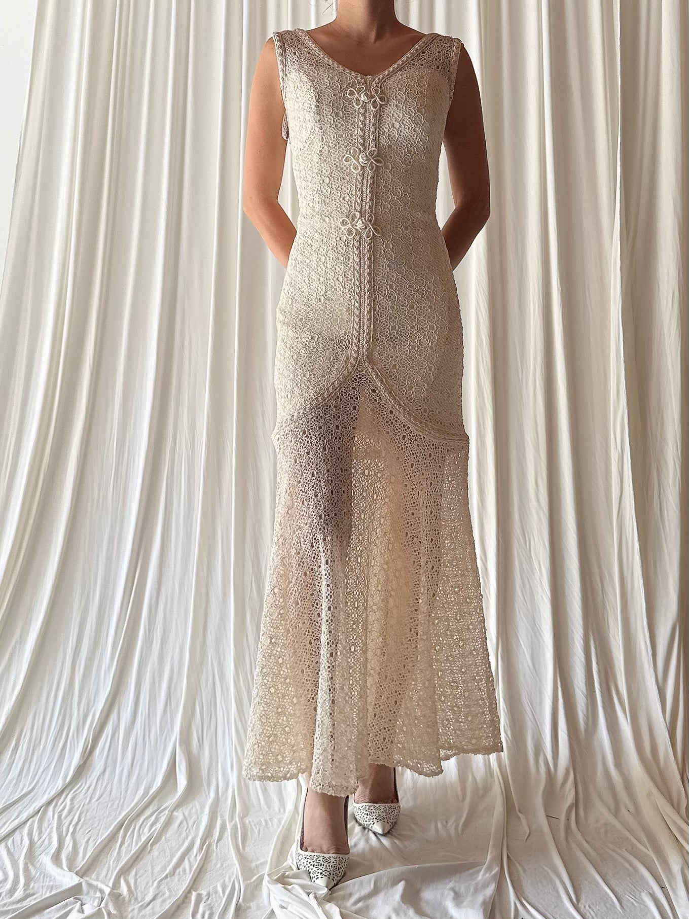 Vintage Crochet Midi Dress - S