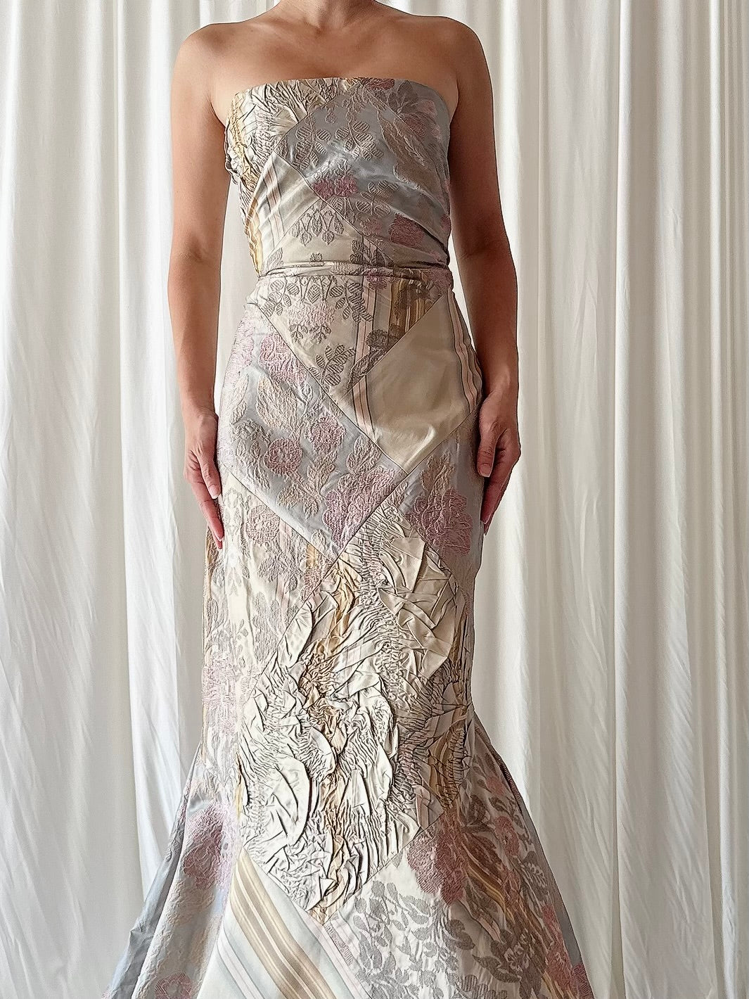 Vintage Paul Vasseur Silk Brocade Dress - FR 40