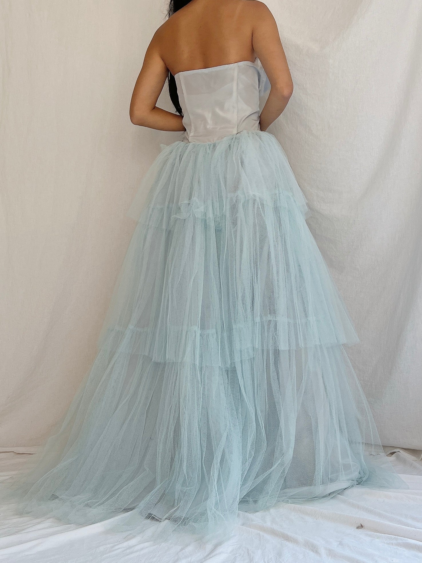 1950s Light Blue Tulle Gown - XS