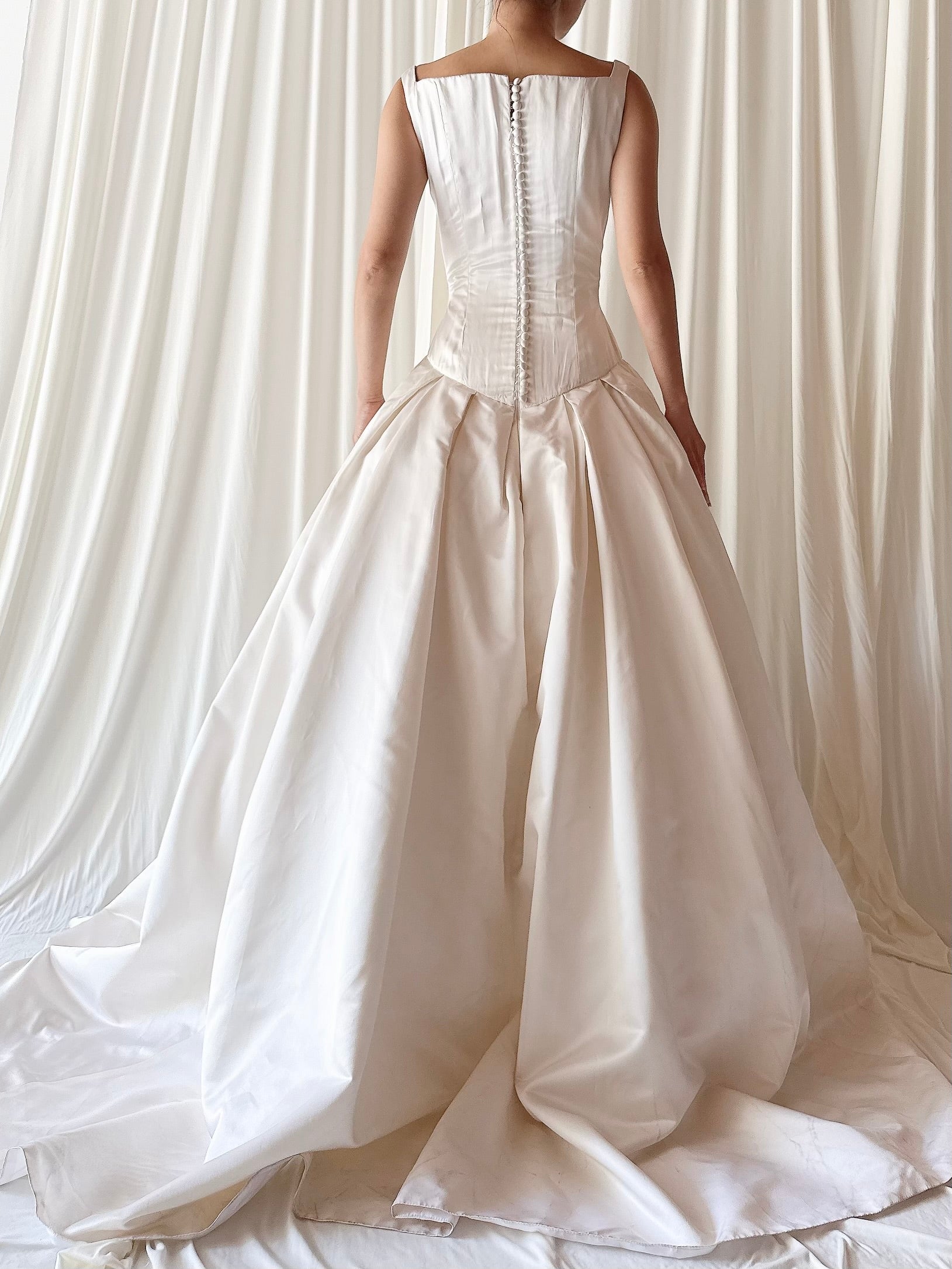 Vintage Lazaro Couture Silk Bustier Waist Gown - 6