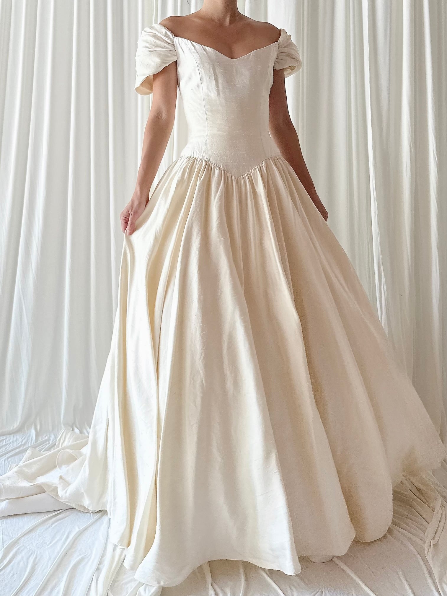 Vintage Raw Silk Basque Waist Gown - M/6