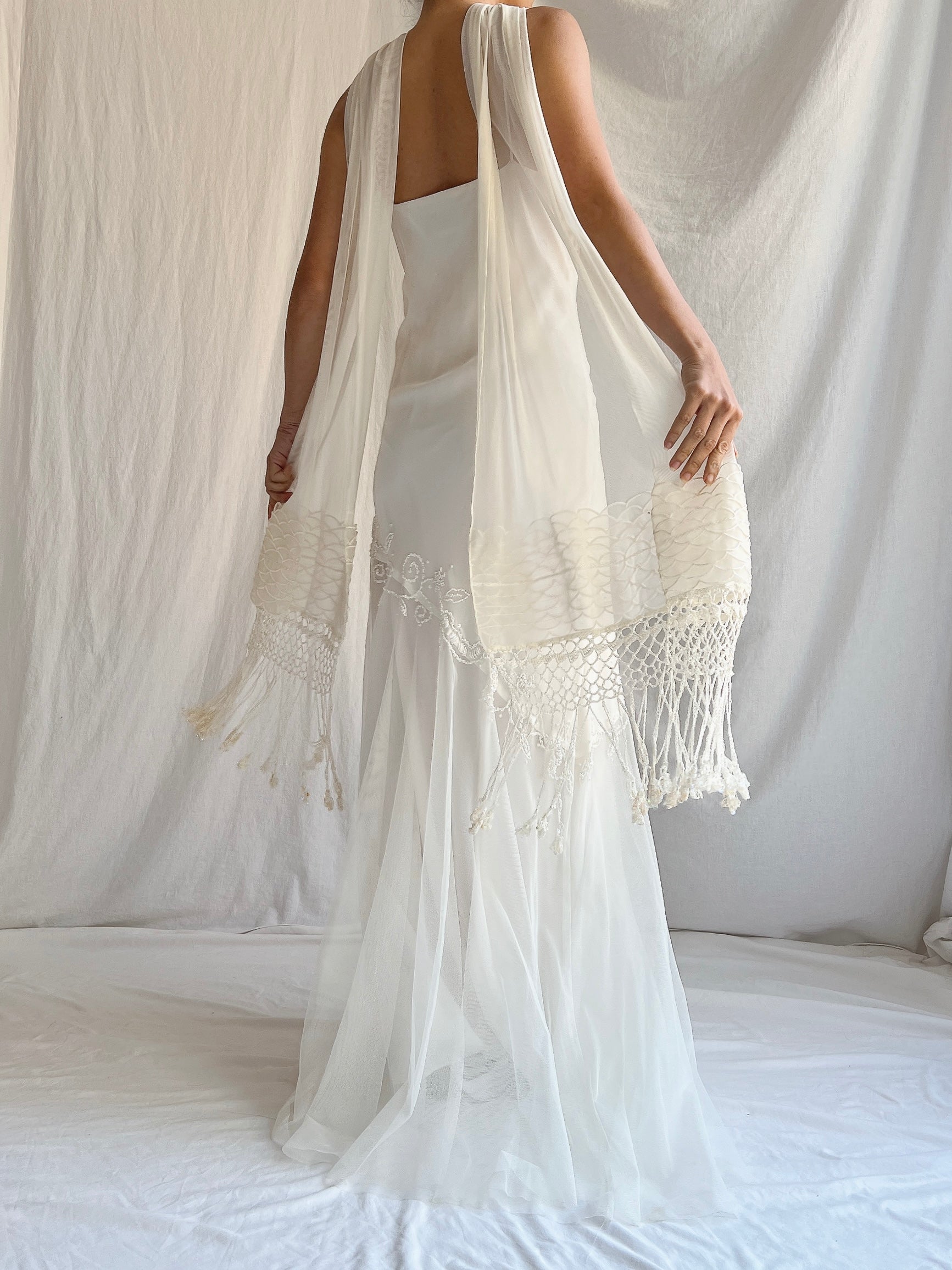 Vintage Chiffon and Tulle Gown - M