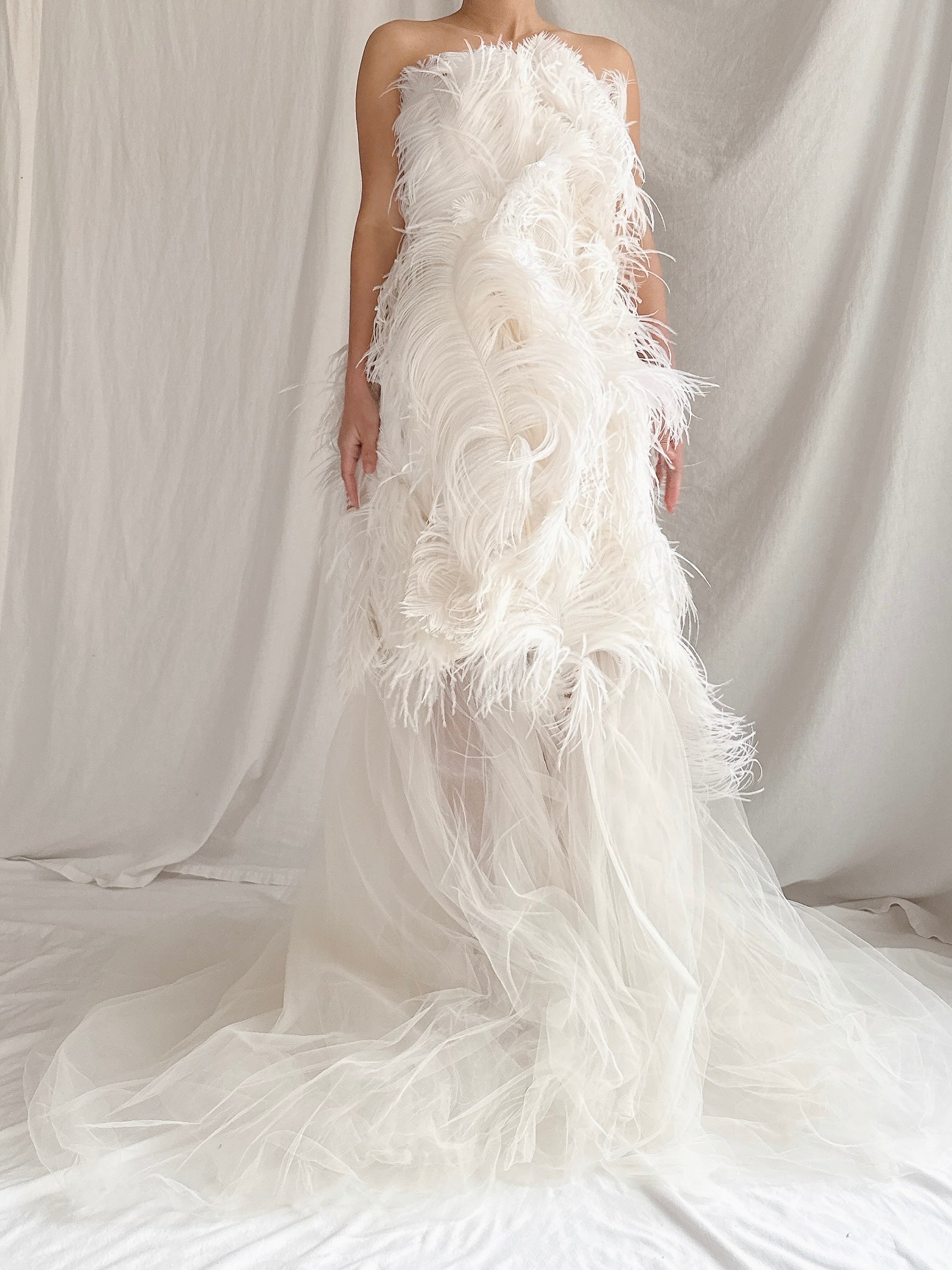RESERVED Vintage 2-Piece Liancarlo Couture Feather Gown - S/6
