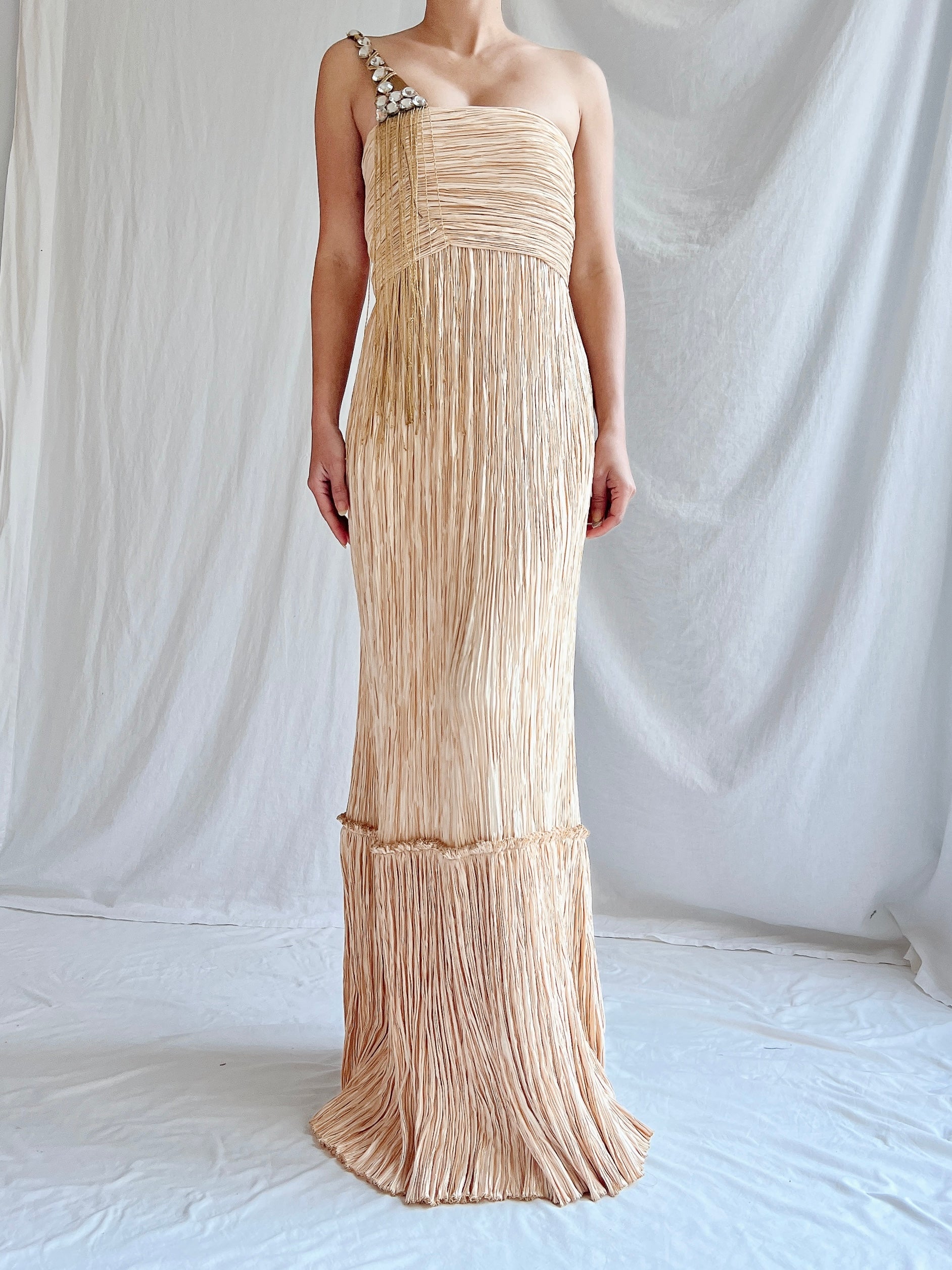 Vintage Mary McFadden Pleated Gown - M