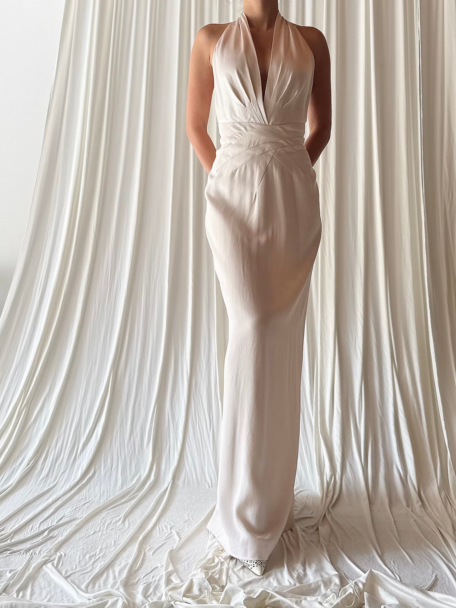 Vintage Richard Tyler Silk Halter Gown - S/6