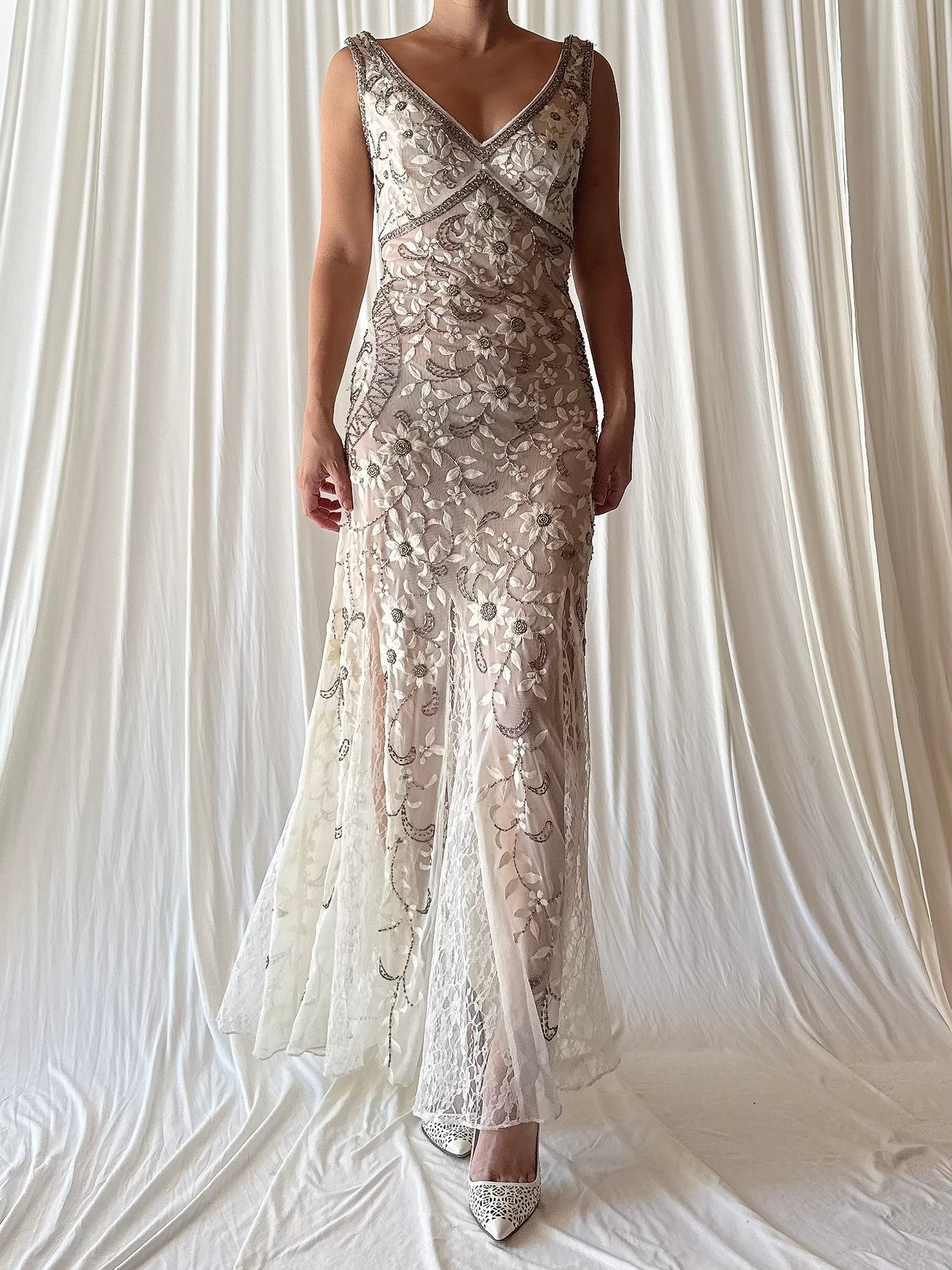 Vintage Embroidered Tulle Dress - 6/8