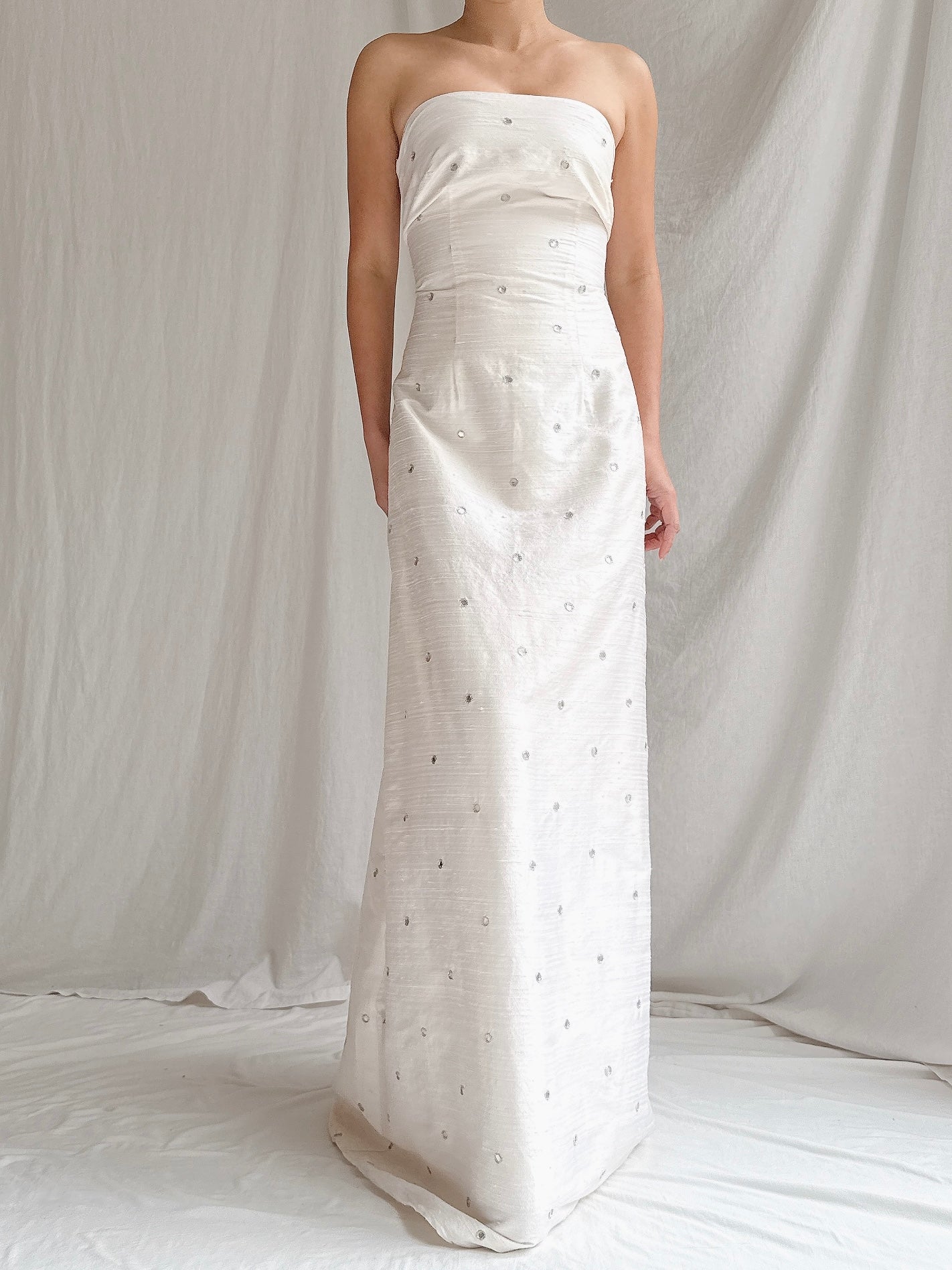 Vintage Strapless Mirrored Column Dress - M/8