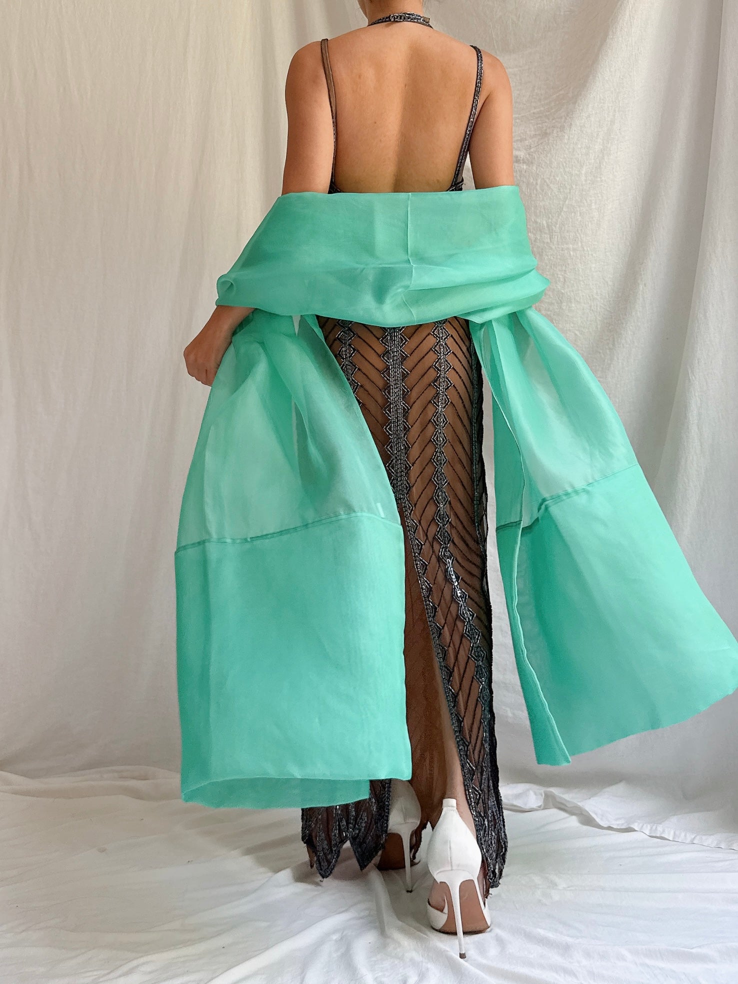 Vintage Silk Organza Shawl - OSFM
