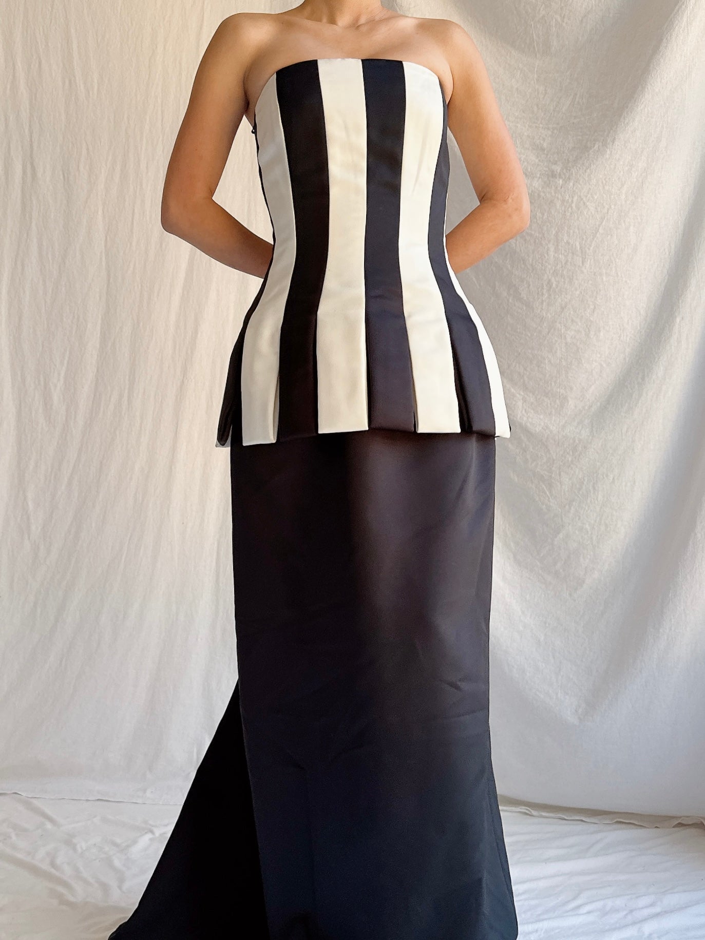 Vintage Victor Costa Striped Gown - M