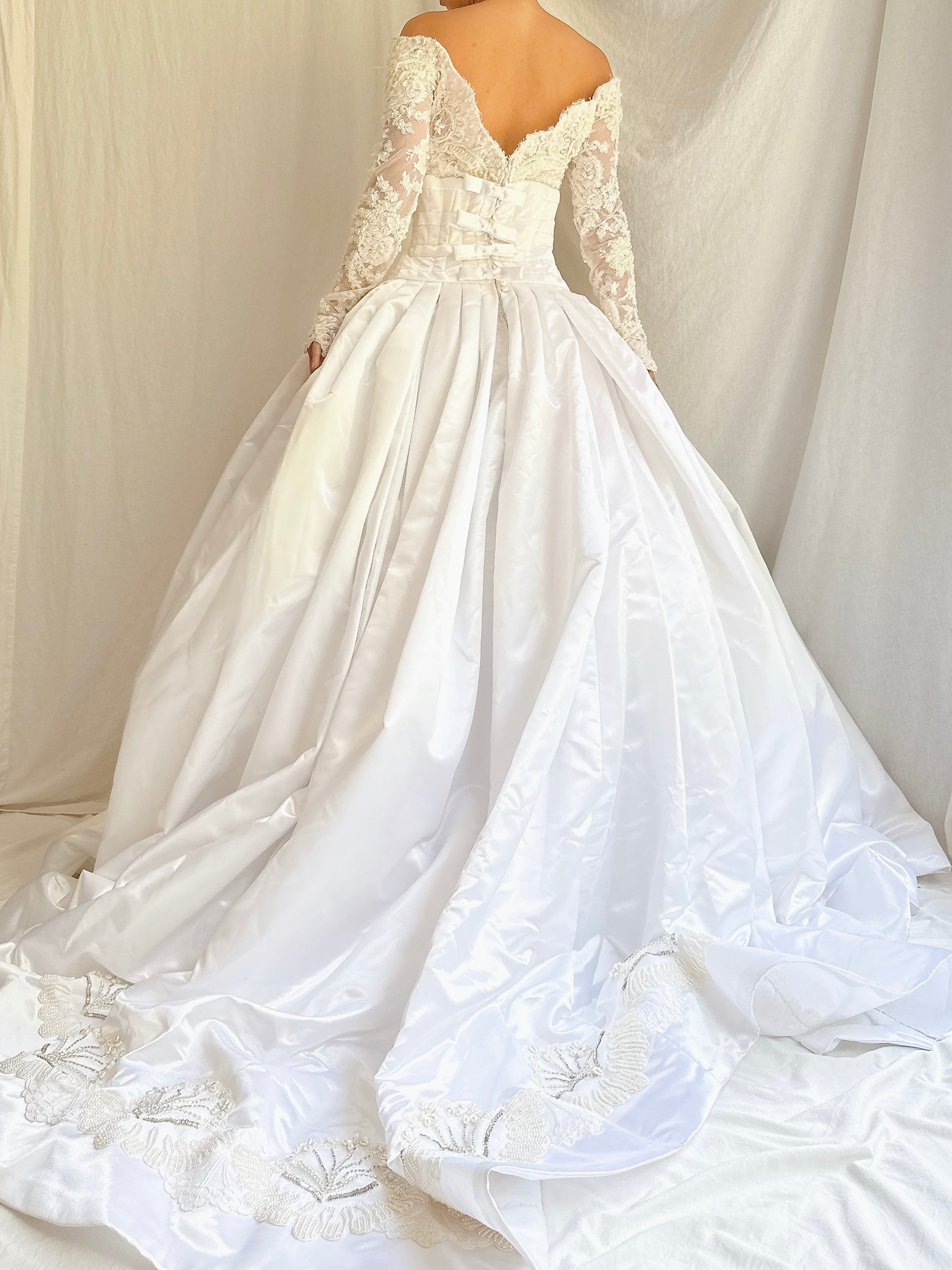 Vintage Daniel Degli Onofri Satin & Lace Gown - L/10
