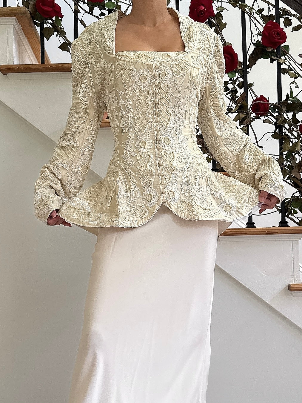 Vintage Eavis & Brown Silk Beaded Jacket - M