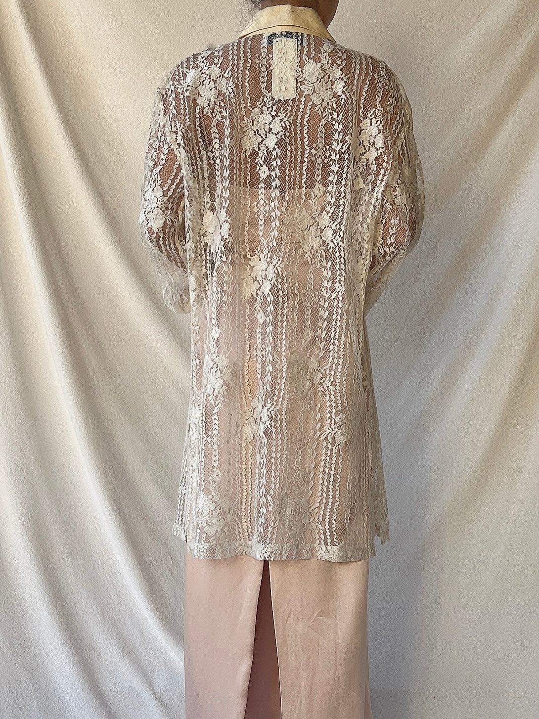 Vintage Lace and Linen Duster - S