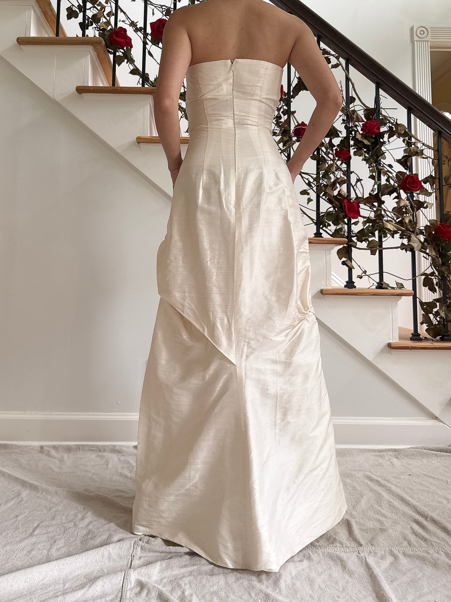 Vintage Raw Silk Draped Dress - XS