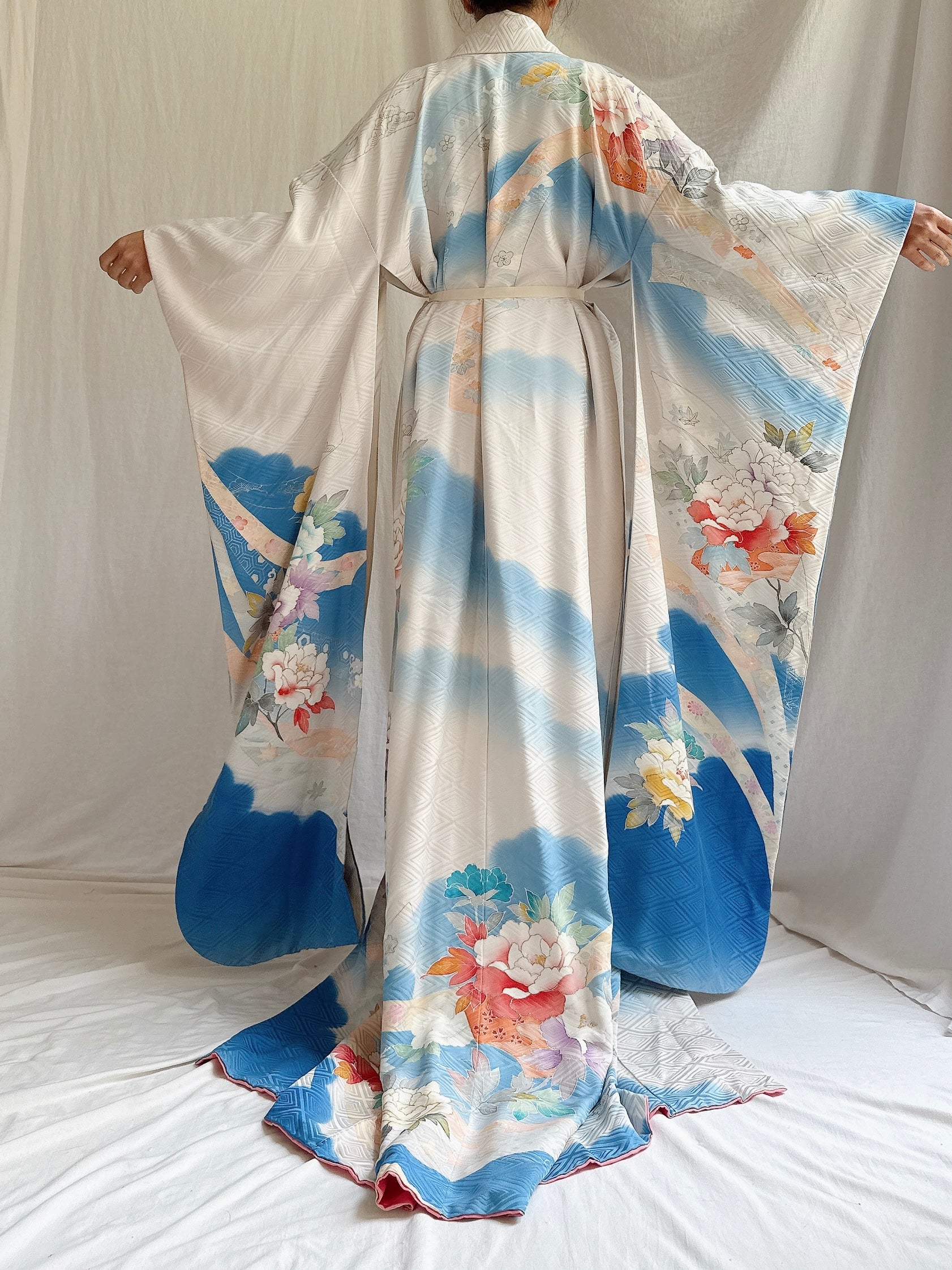 Vintage Silk Blue Kimono - OSFM