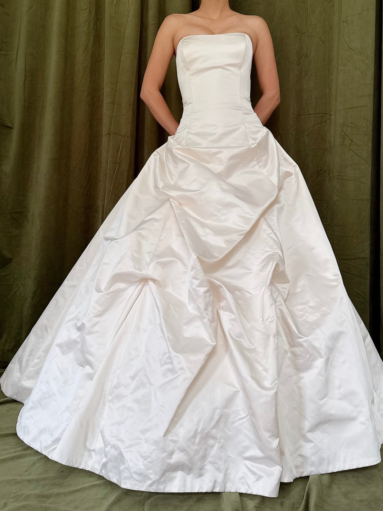 Vintage Satin Silk Strapless Gown - M/8