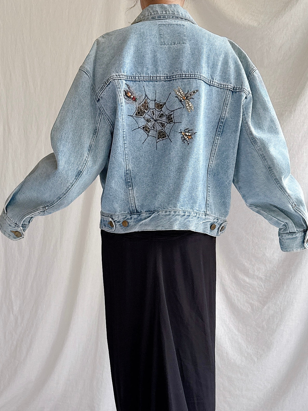 Vintage Oppio Italy Denim Spiderweb Jacket - M