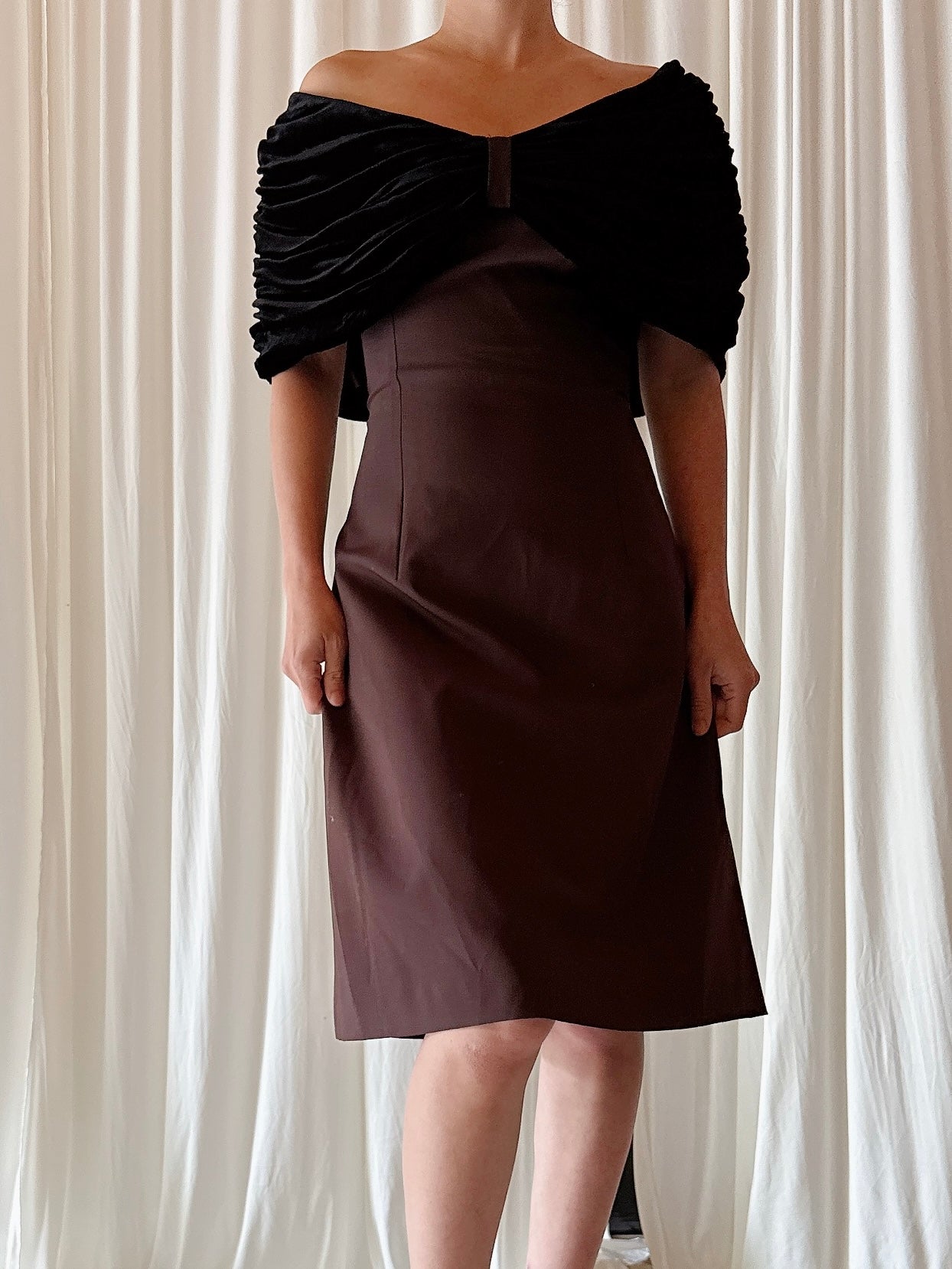 Vintage Cottonade Brown Short Dress - Size 36